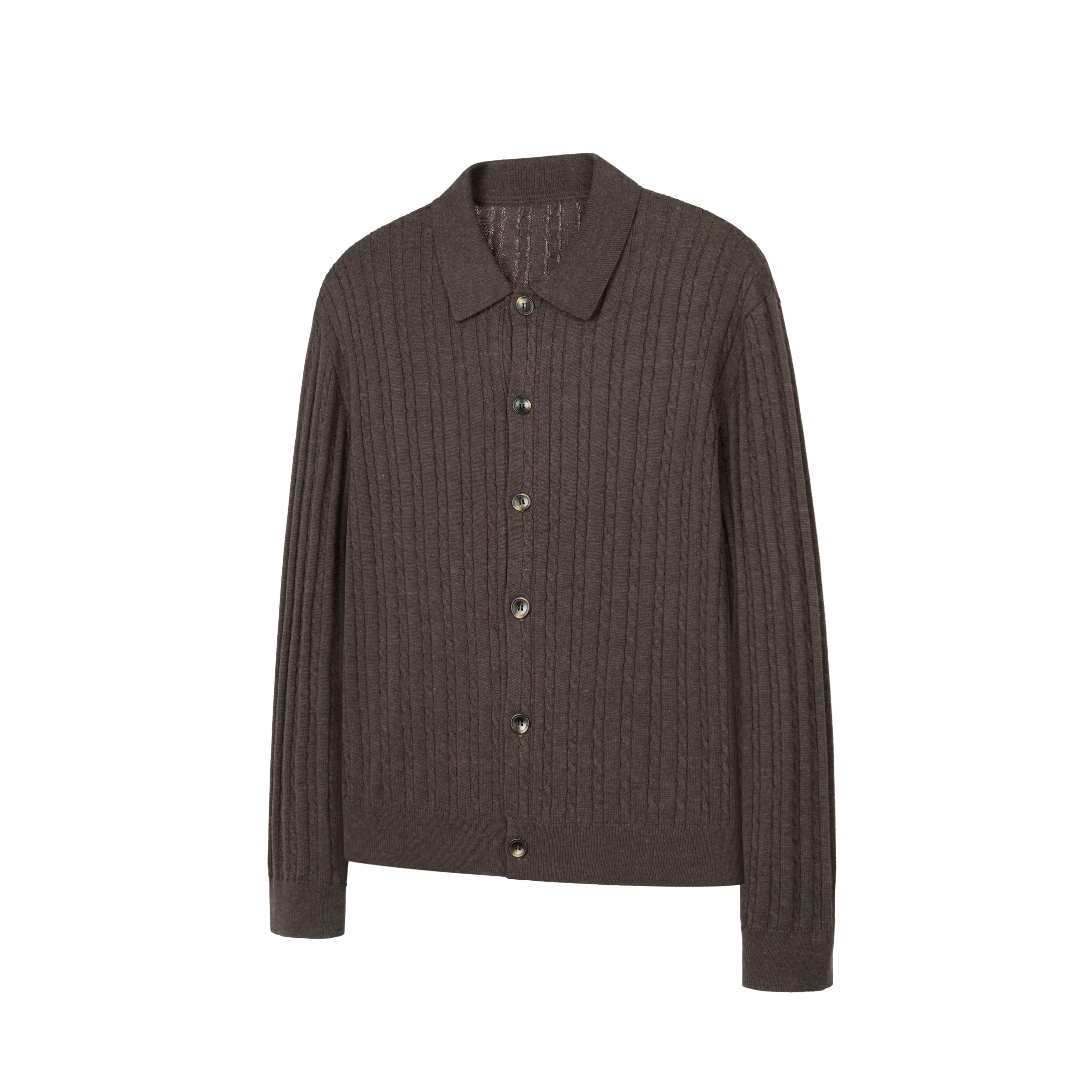 ファインストライプ ケーブル コットンカーディガン N6626