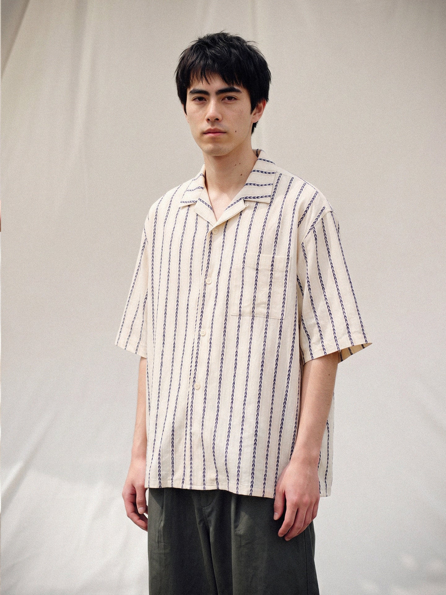  ストライプ Tシャツ Mサイズ テクスチャーボーダー オーバーサイズTシャツ N6865