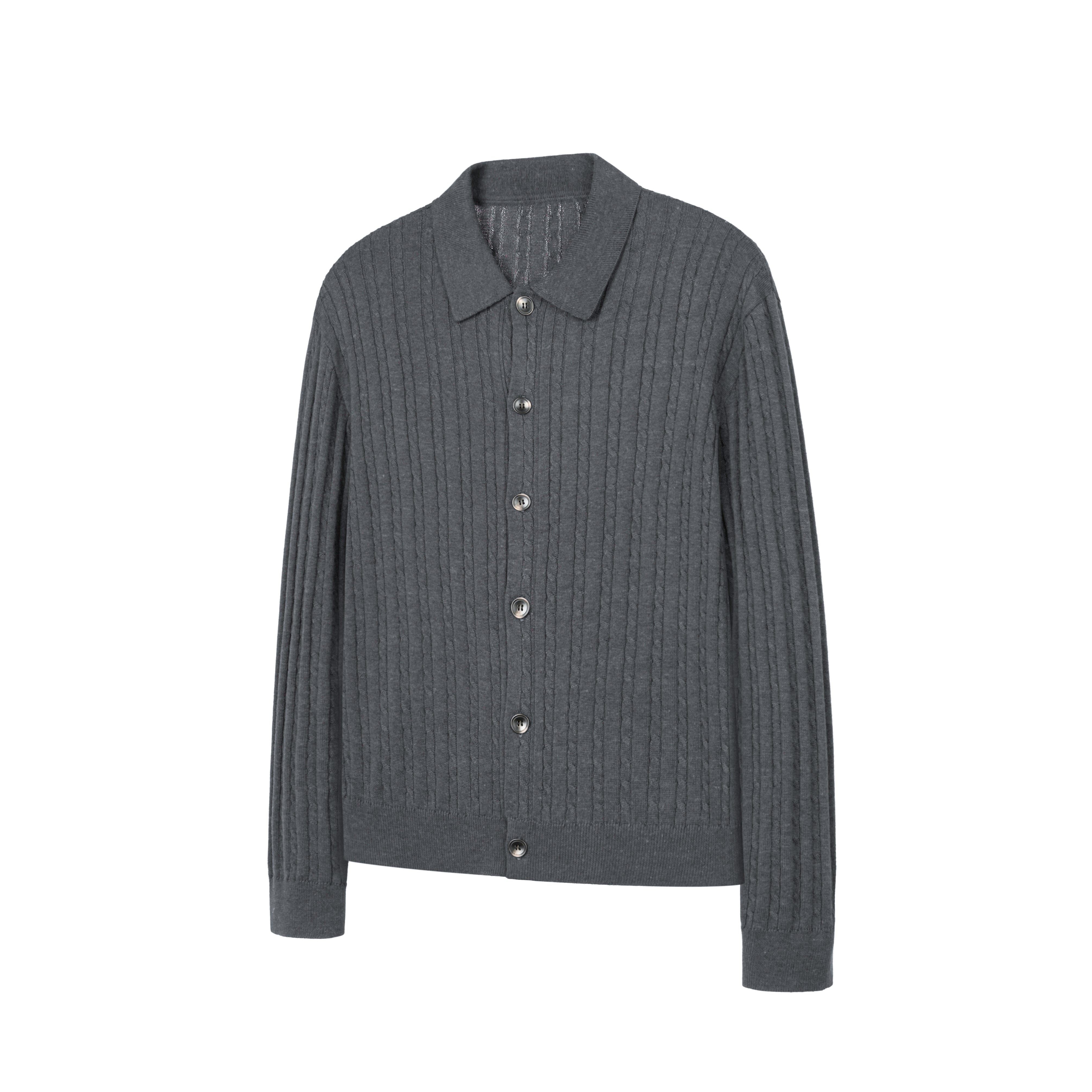 ファインストライプ ケーブル コットンカーディガン N6626