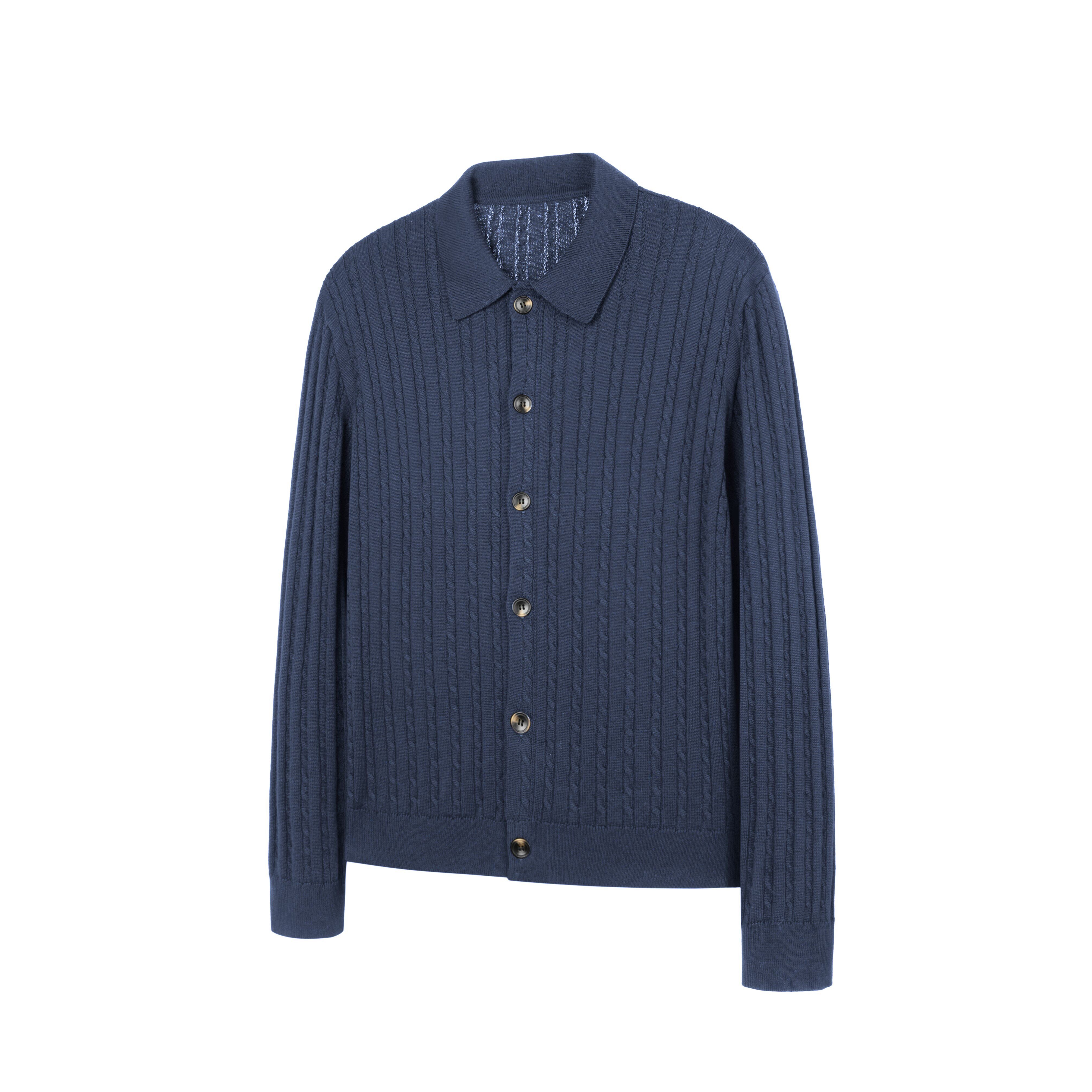 ファインストライプ ケーブル コットンカーディガン N6626