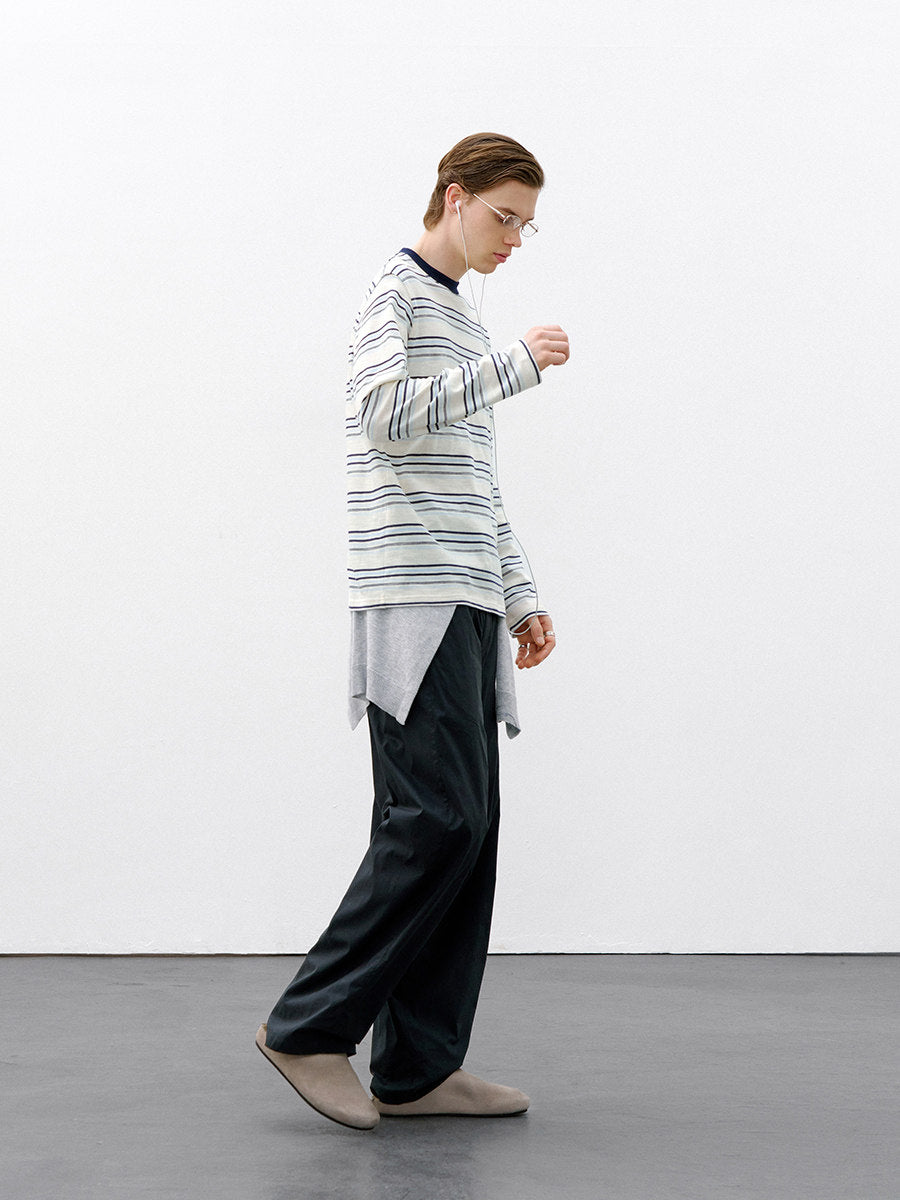 ライトウェイト ストライプ ルーズロングT　N6543