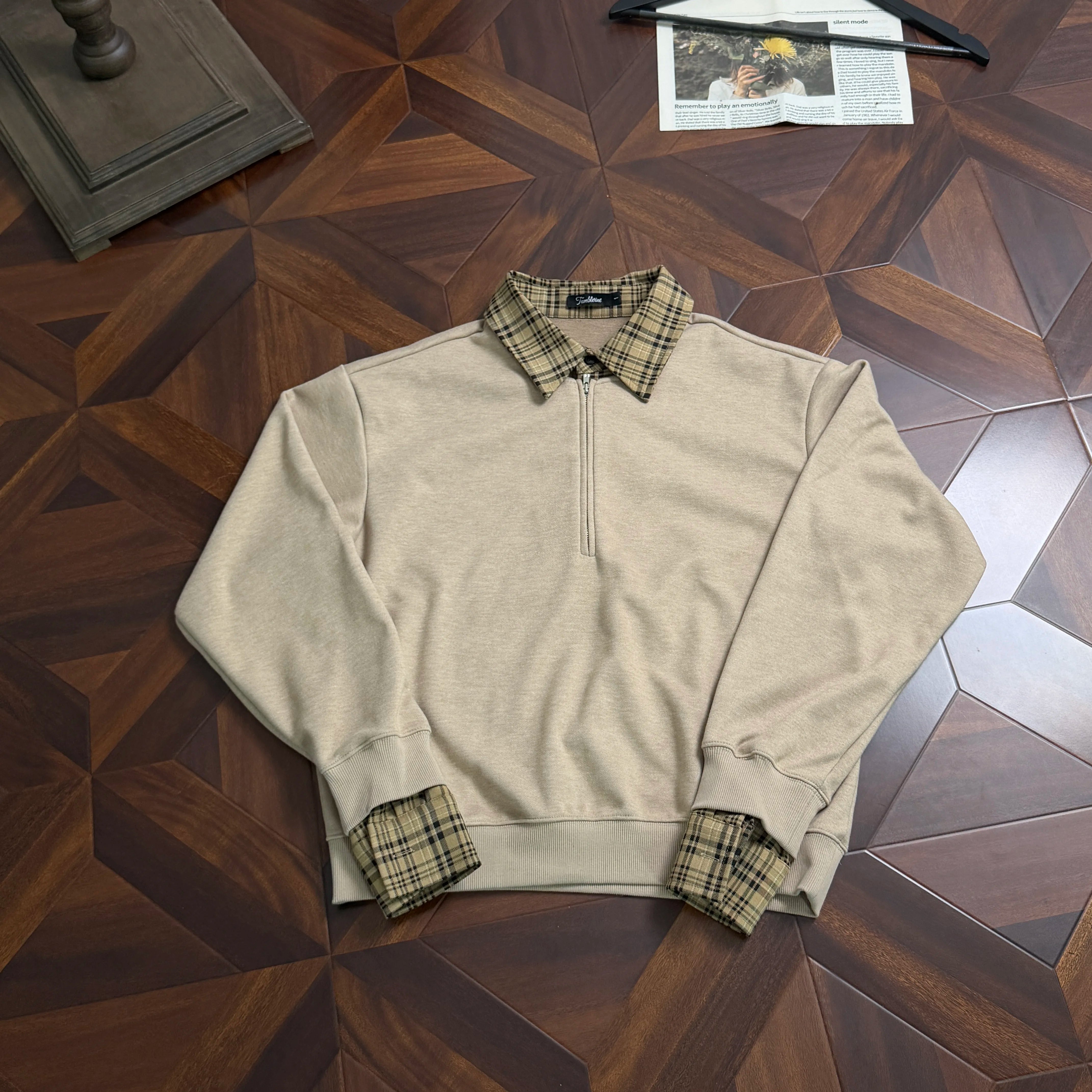 ウール混ハーフジップ ポロスウェット　N6515