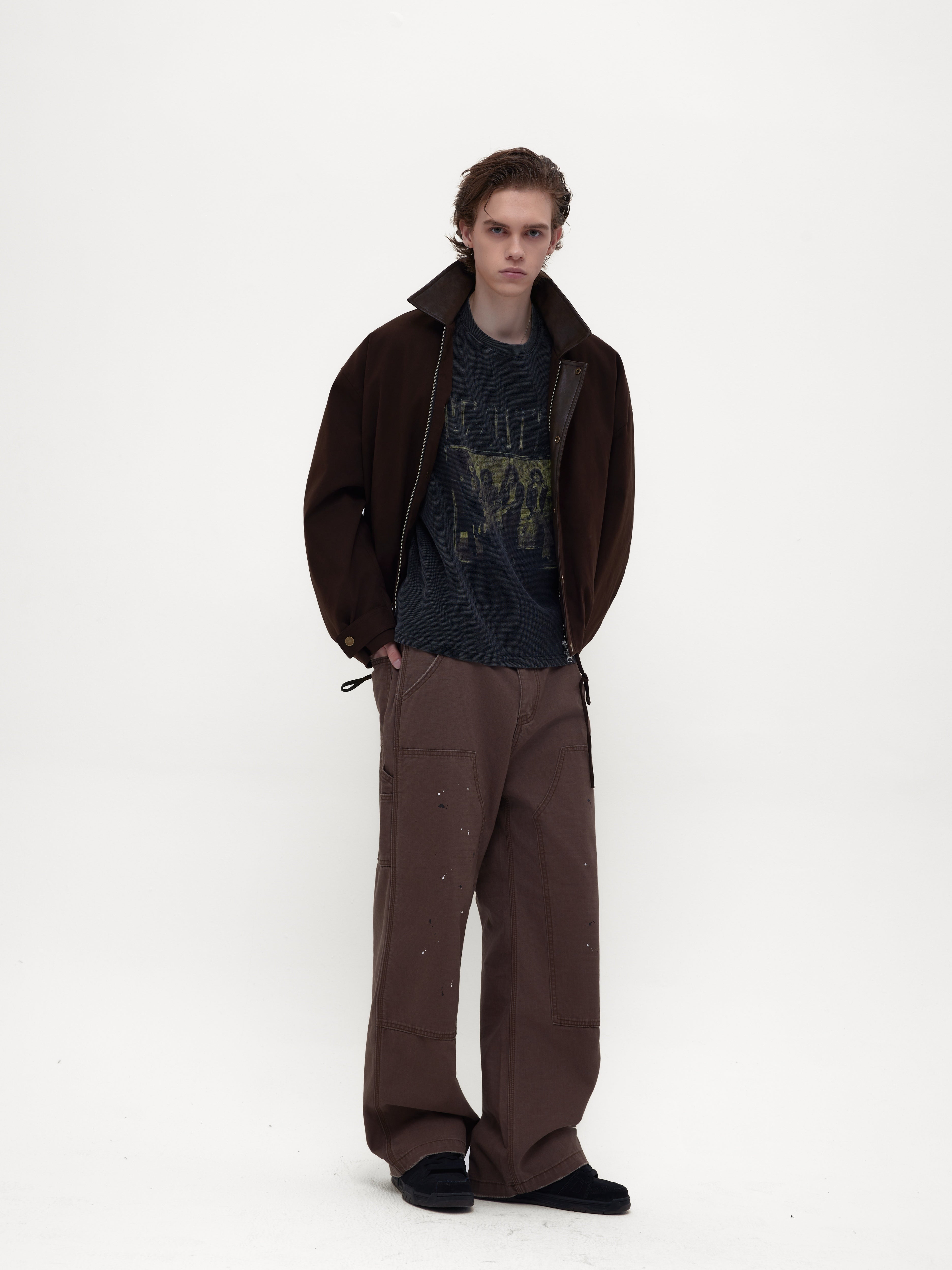 レザーカラーバーンコートジャケット　N6232