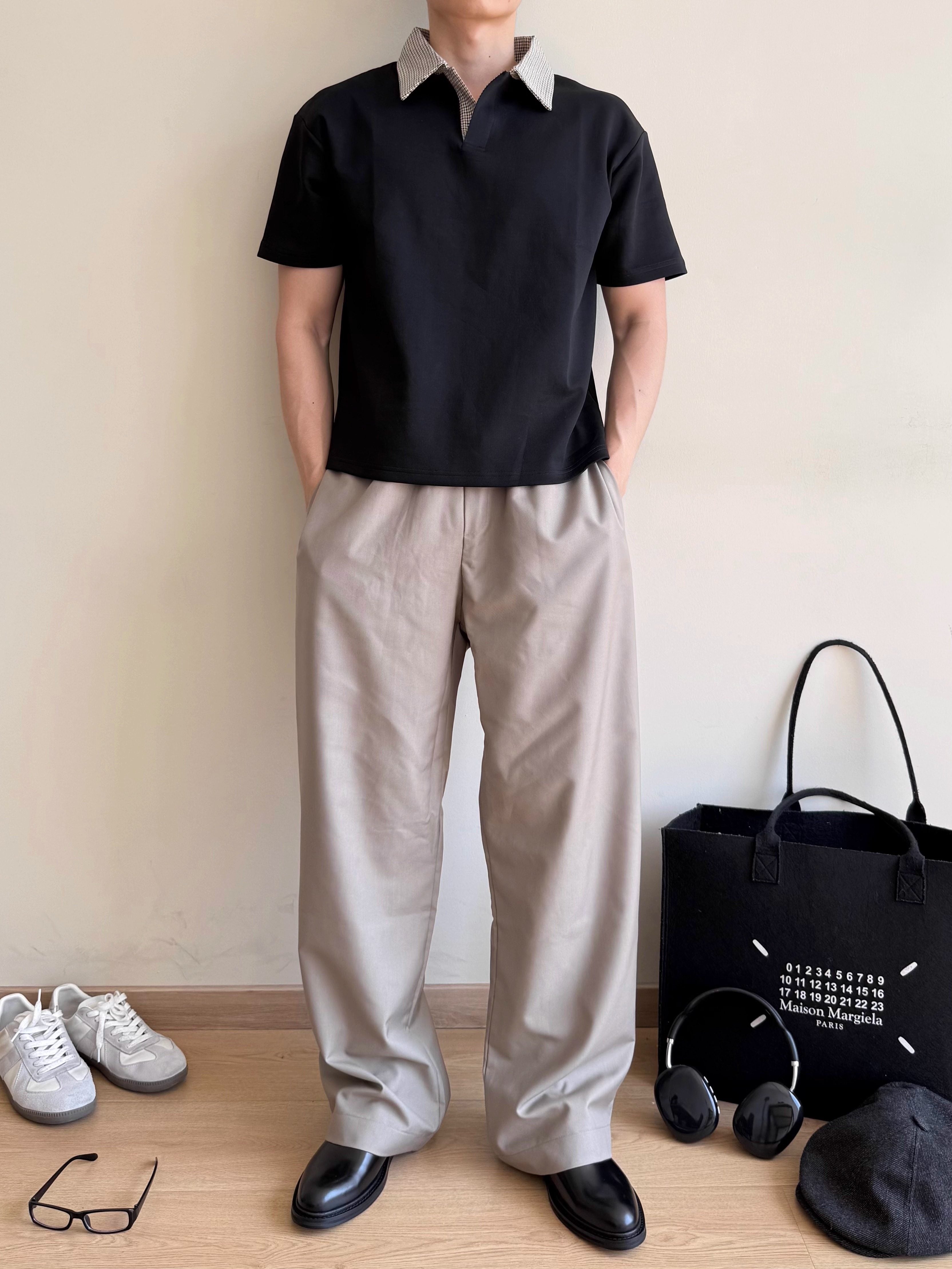 千鳥格子 切替 アイスタッチ ポロTシャツ　N6834