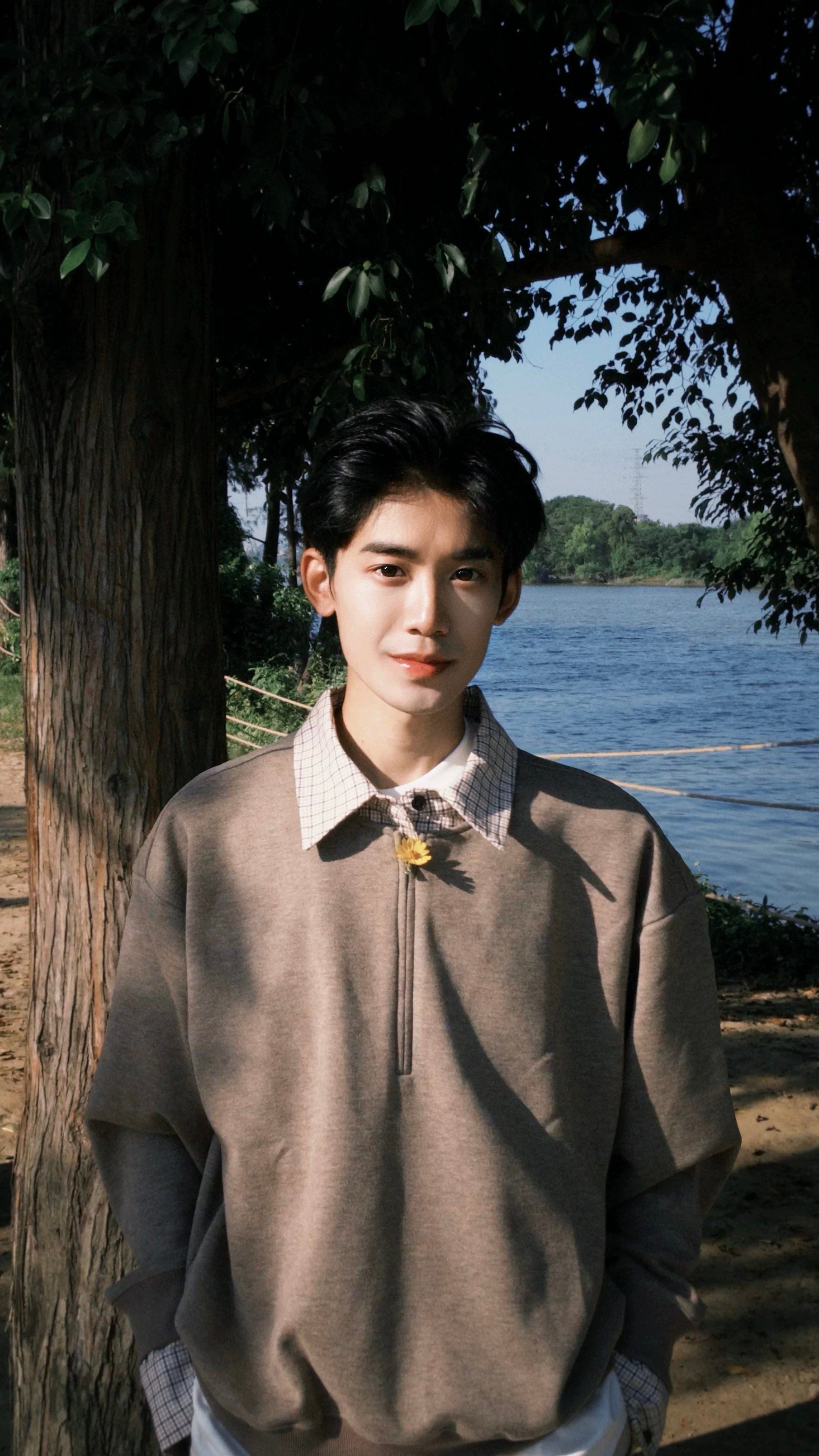 ウール混ハーフジップ ポロスウェット　N6515