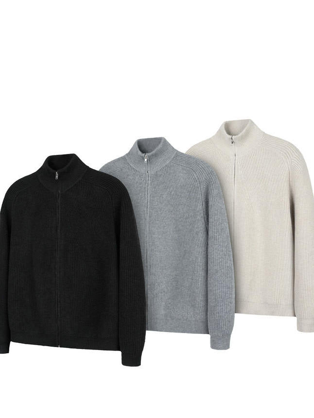 ハイネックジップ ニットカーディガン　N6627