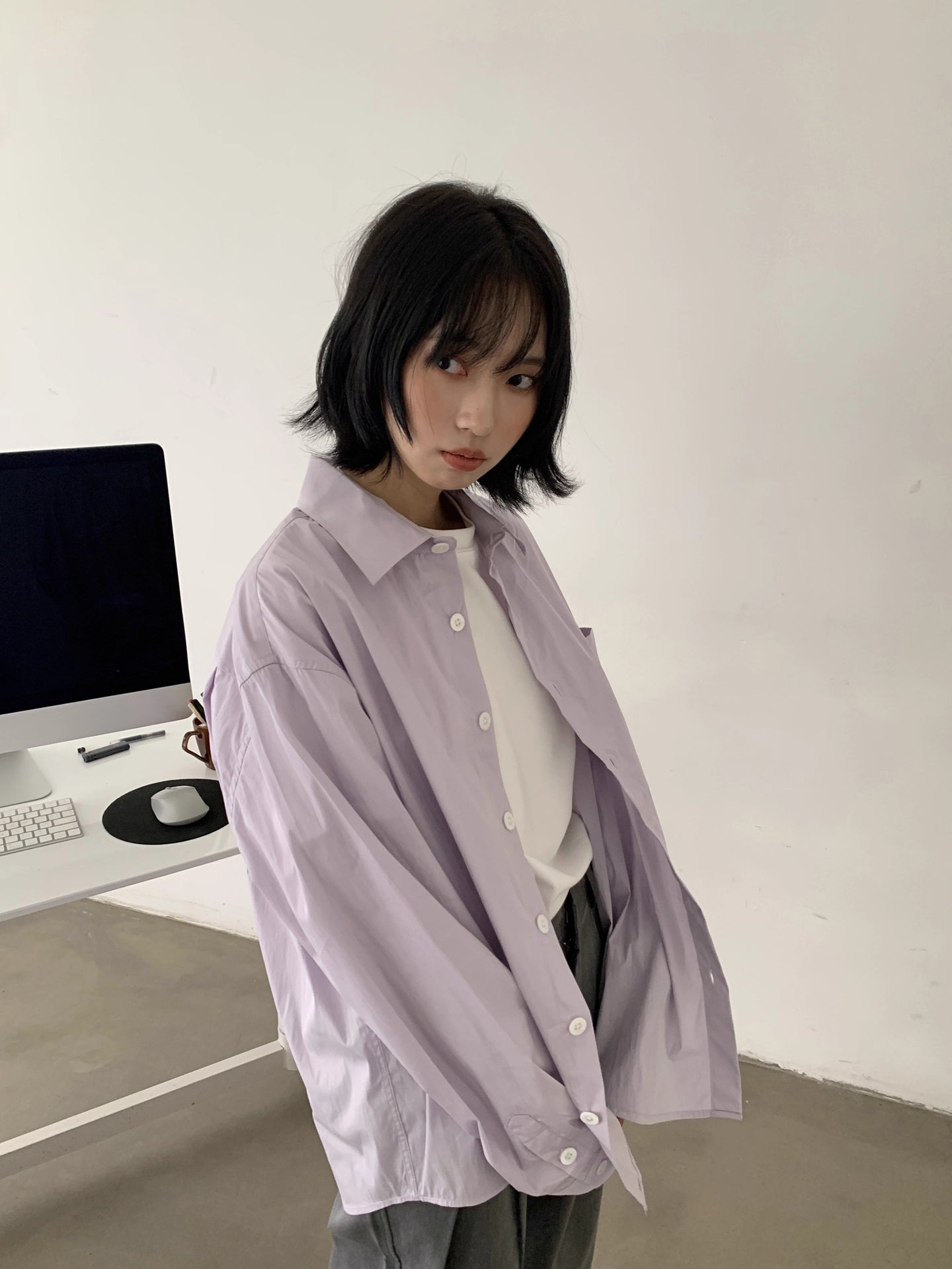 ユニセックス リラックスフィット長袖シャツ N5966