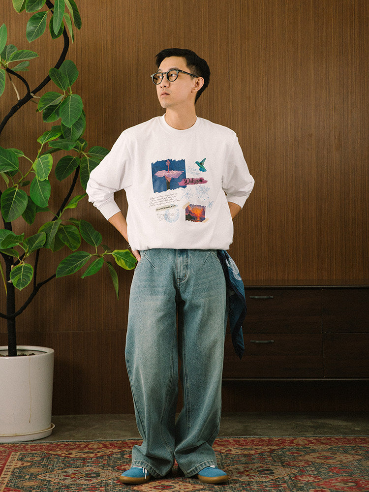 フローラドリーム アートプリント ロングスリーブT　N6379