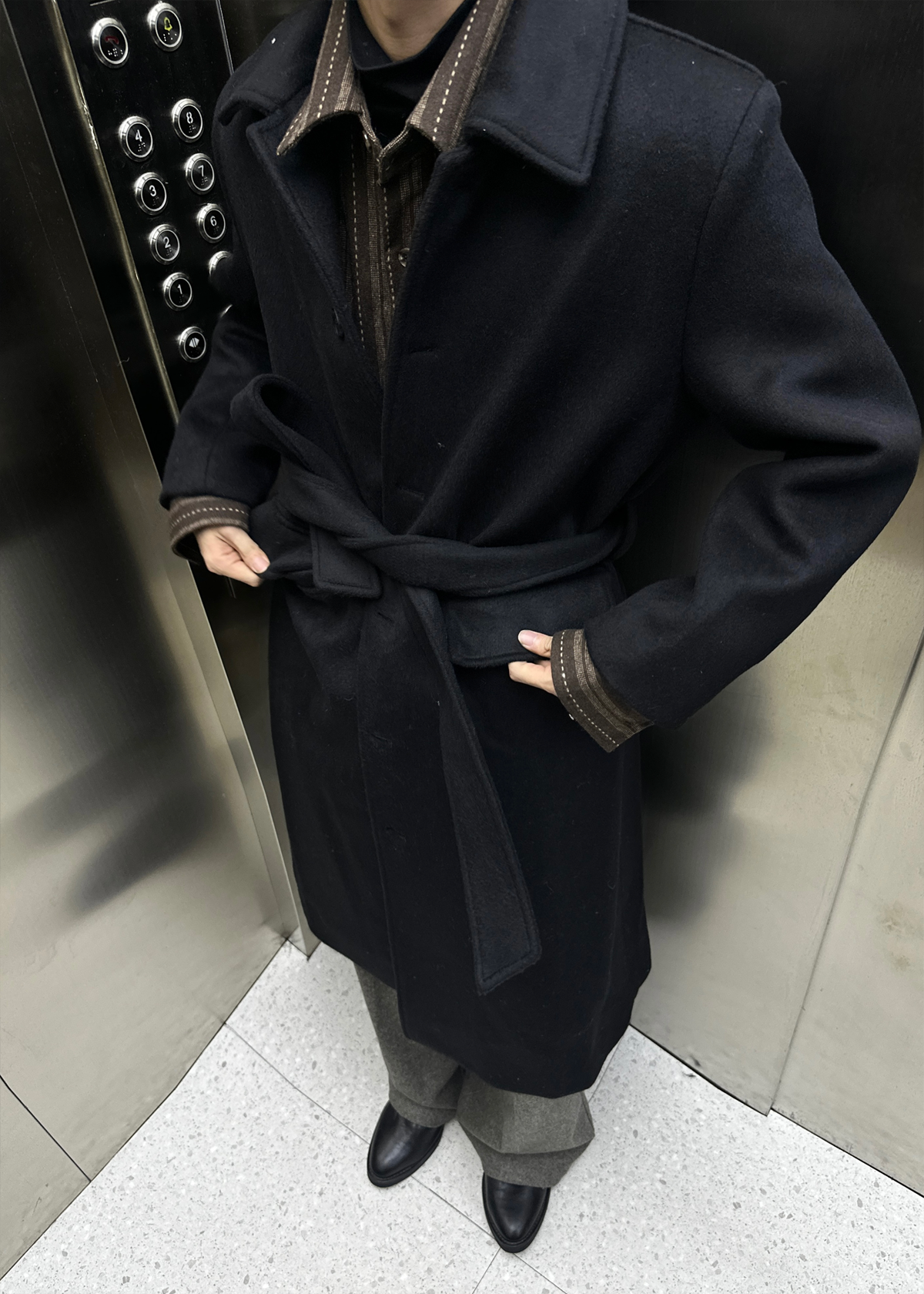 オーストラリア羊毛50％ ハンティングロングコート N6538