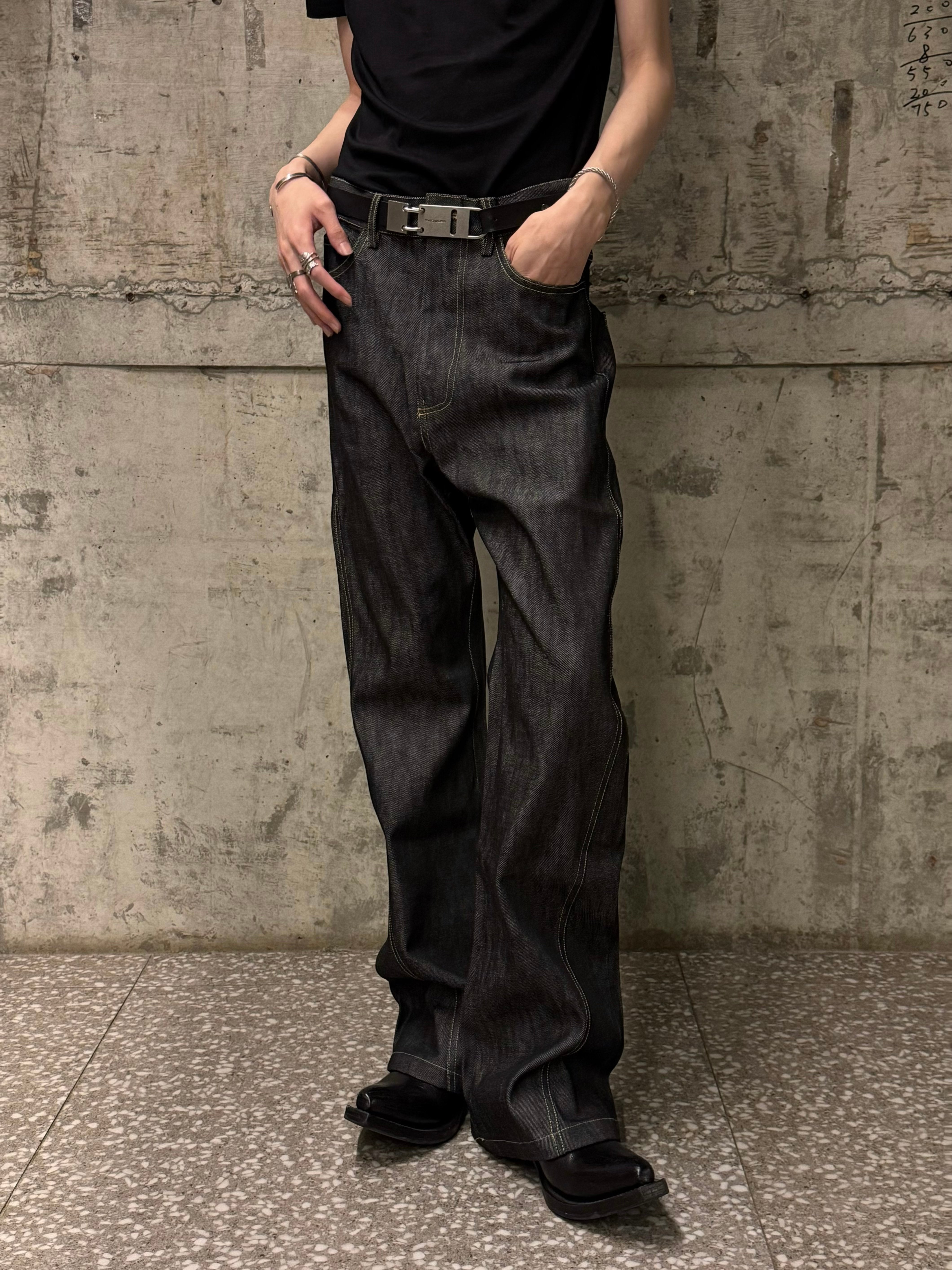 13ozリジッド・ホースヘアパッチ・フレアデニム　N6149