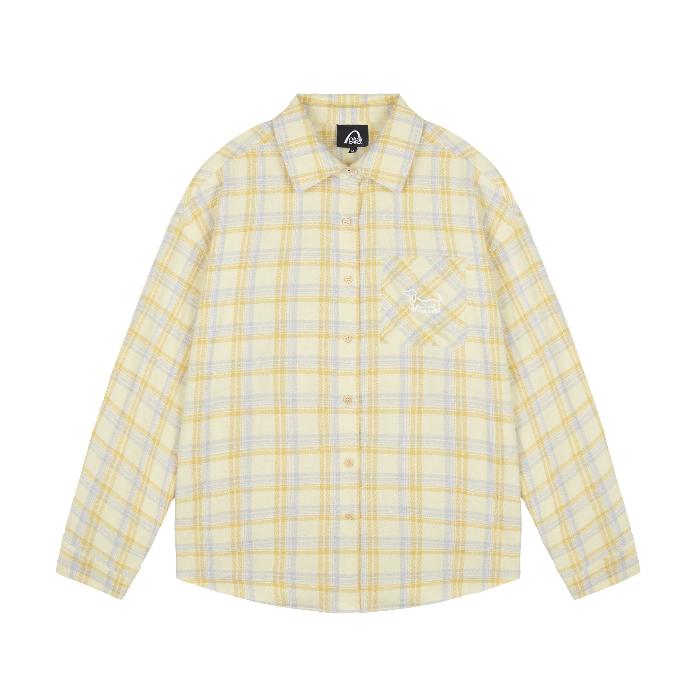 ダックス刺繍 イエローチェックシャツ N6650