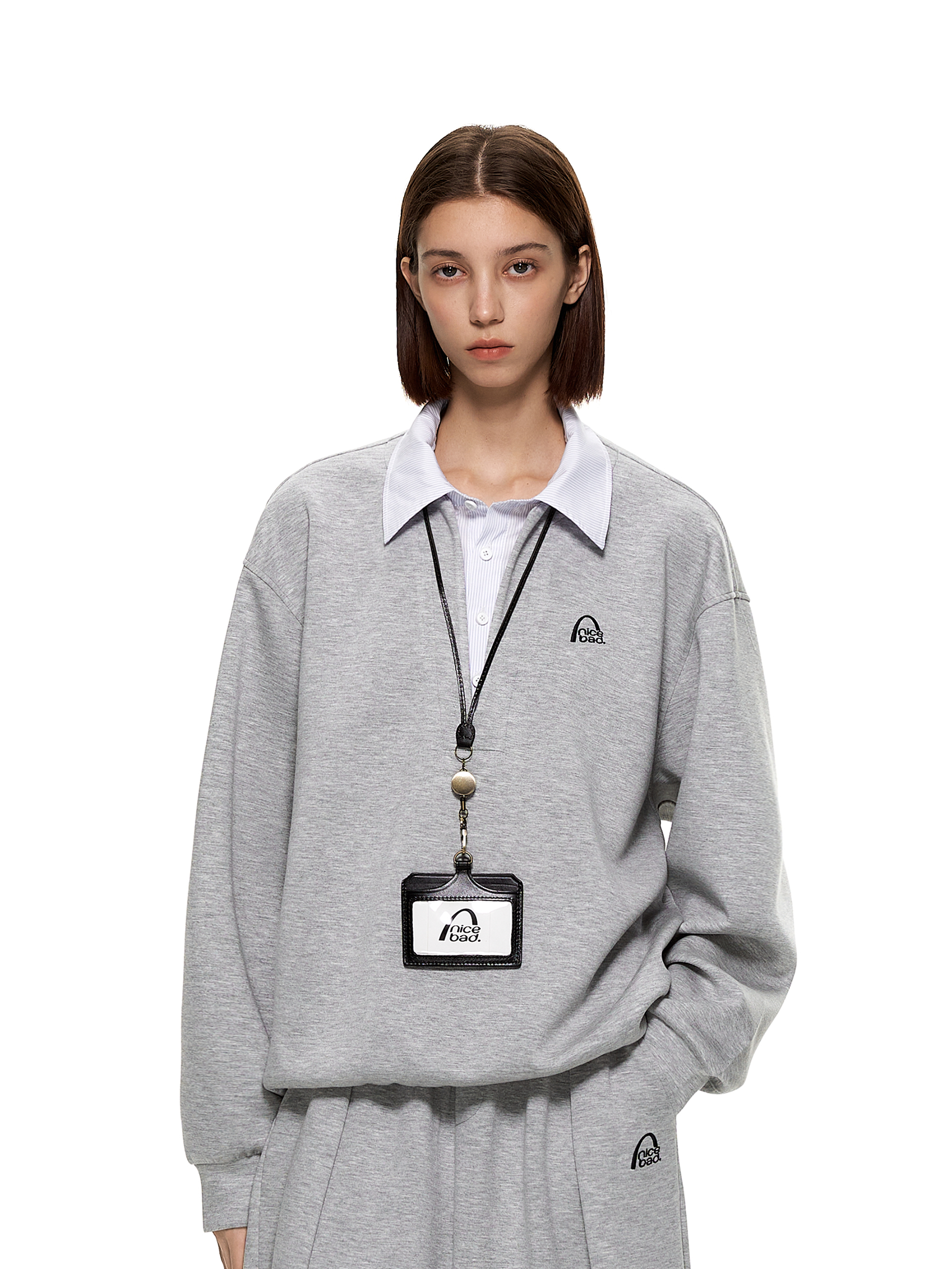 ストライプ切替 レイヤード風 エアレイヤースウェット N6562