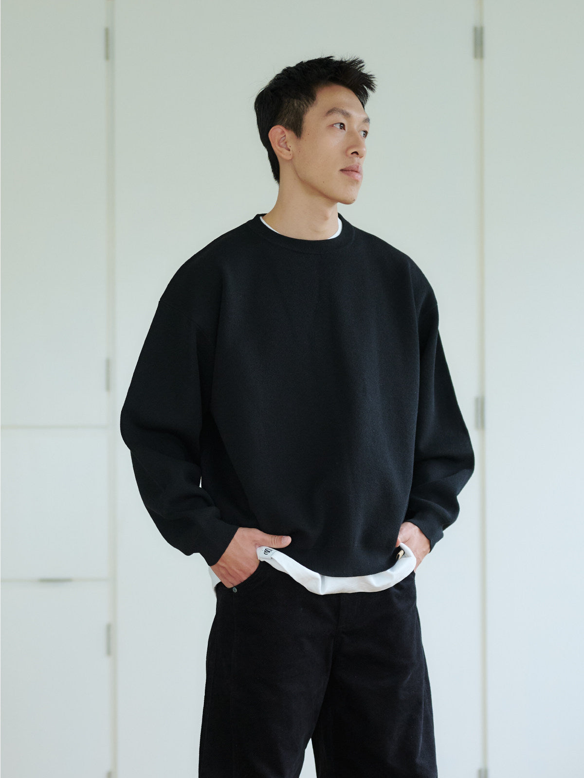 リネンブレンド ニットスウェット クルーネック　N6525