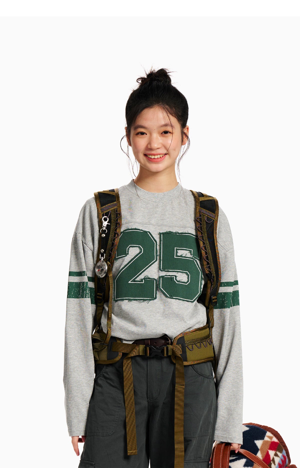 ナンバーパッチウォッシュフットボールロングTシャツ N7401