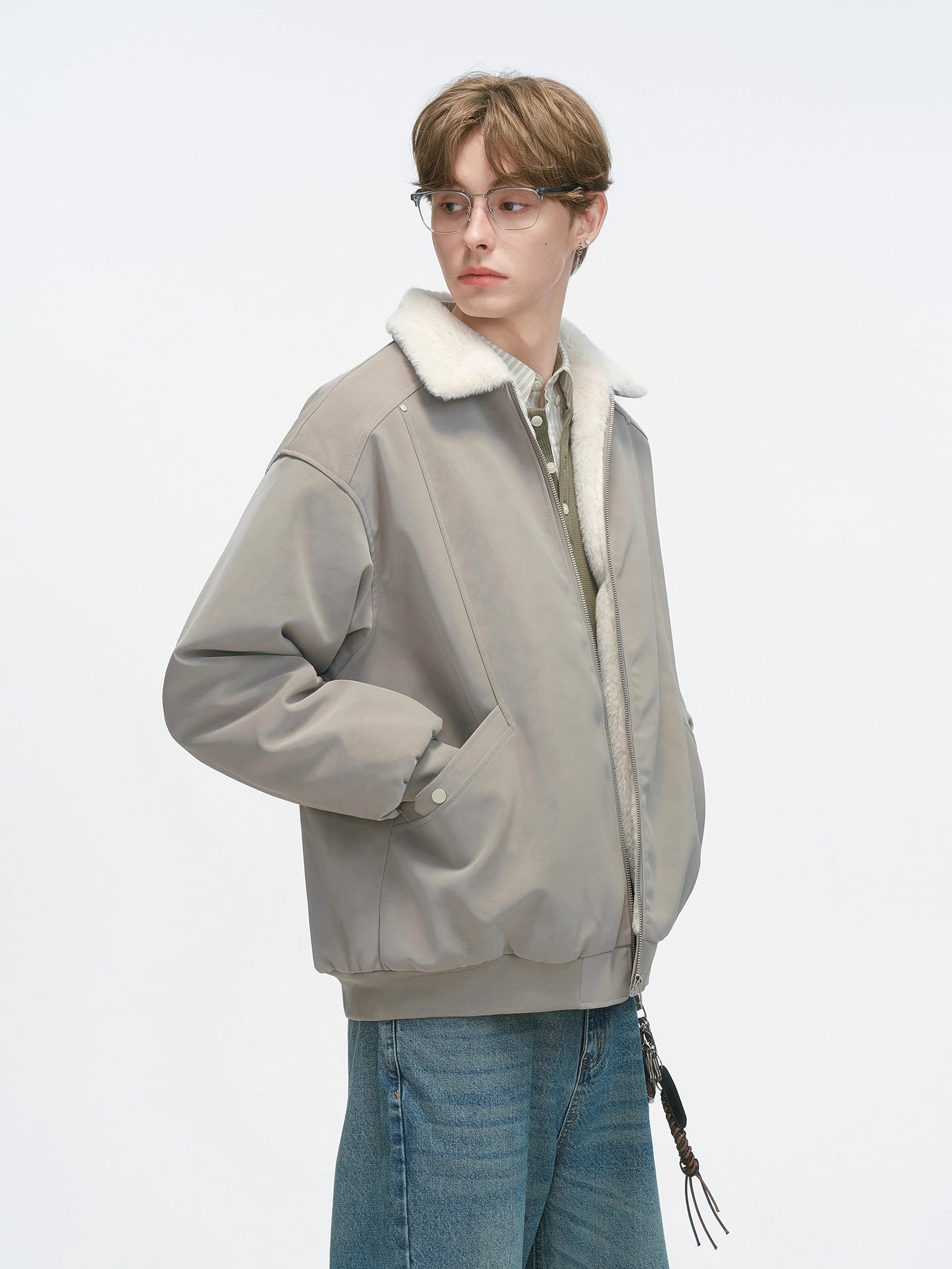 ボアカラー・フェイクスエード・パデッドブルゾン N6114