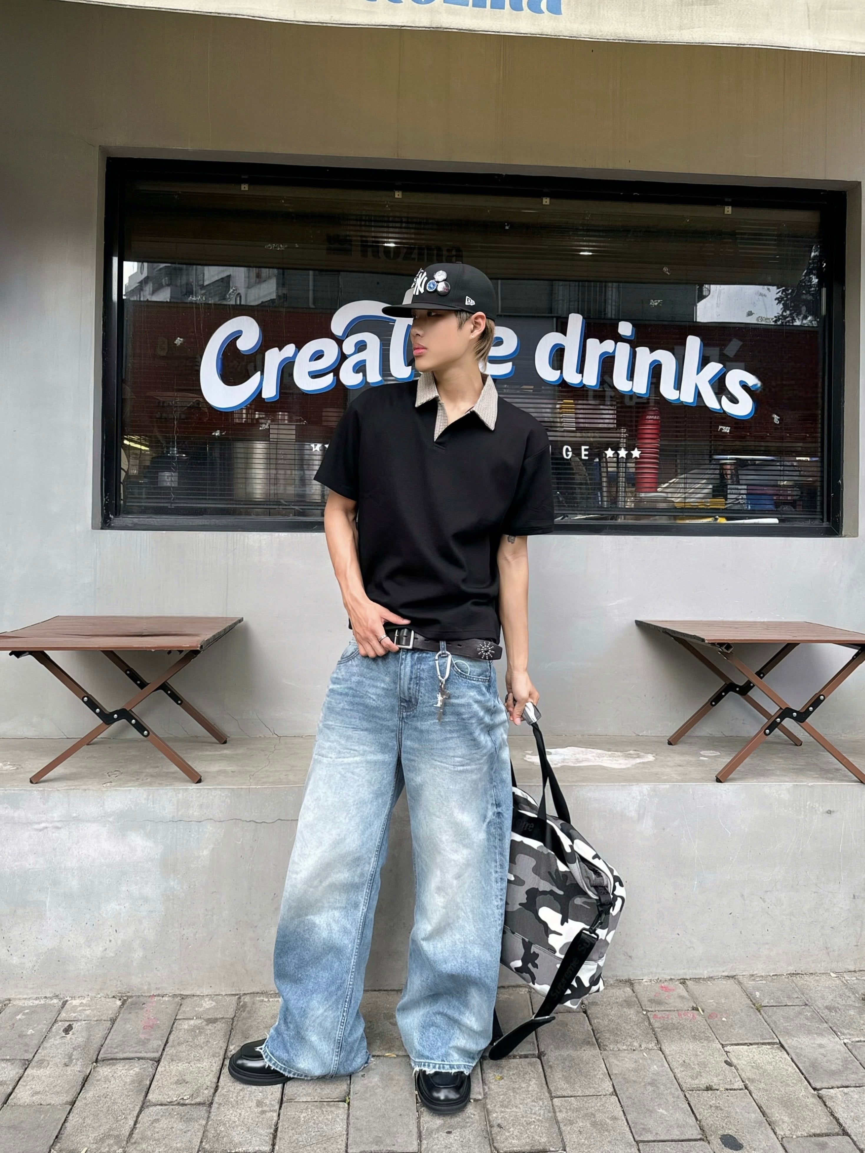 千鳥格子 切替 アイスタッチ ポロTシャツ　N6834