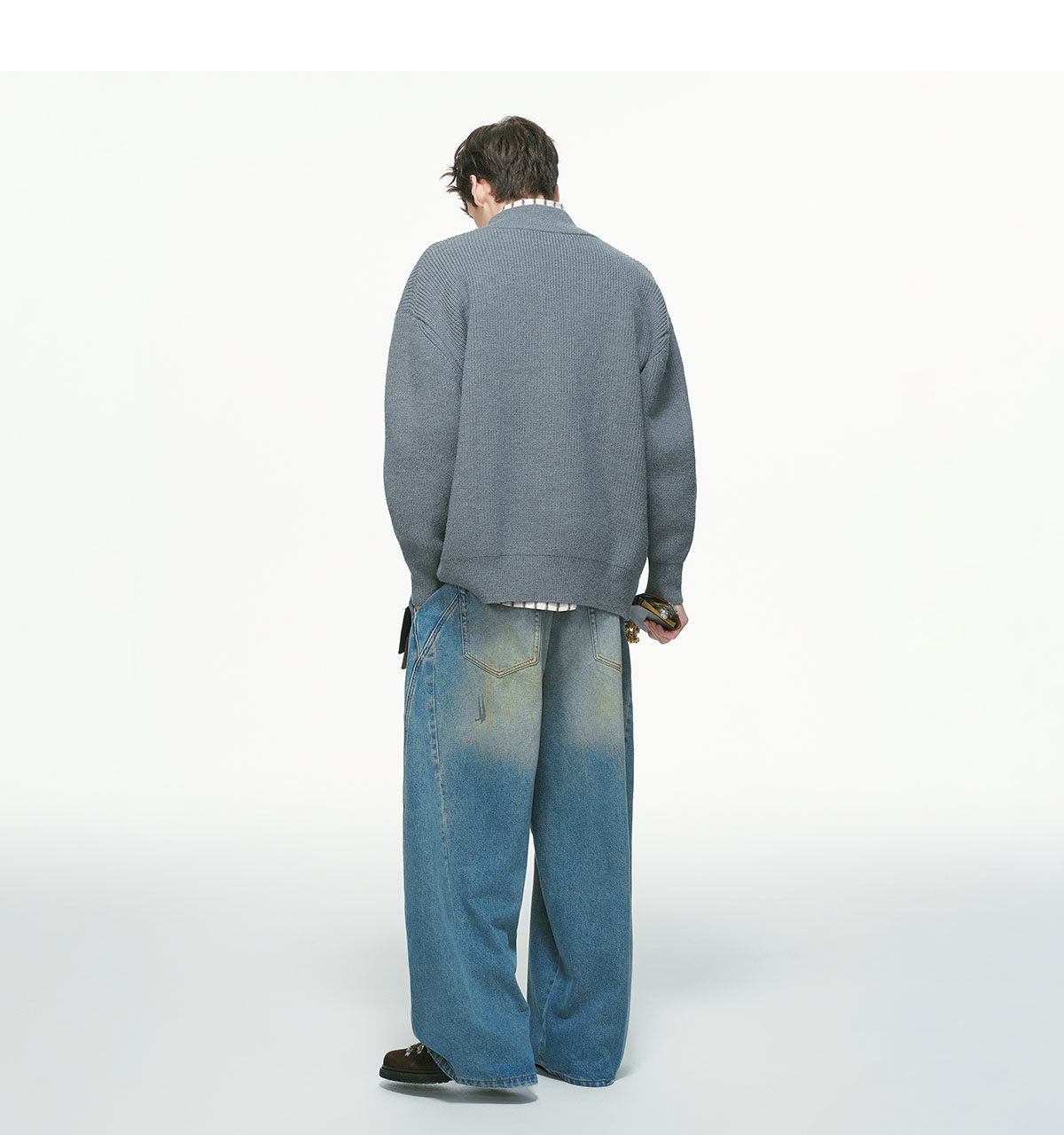 オールドマネー スタンドカラー ニットカーディガン　N6333