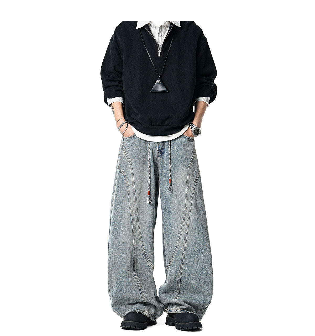 カーブドカット ストレート デコンストラクトデニム N6332