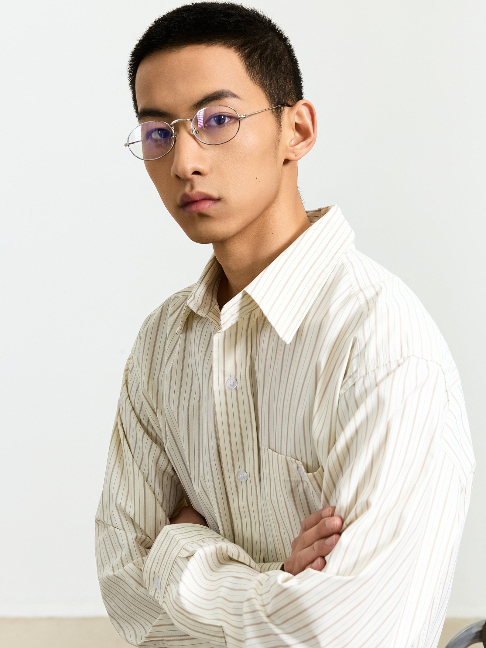 ミニマルストライプ レイヤードシャツ　N6772