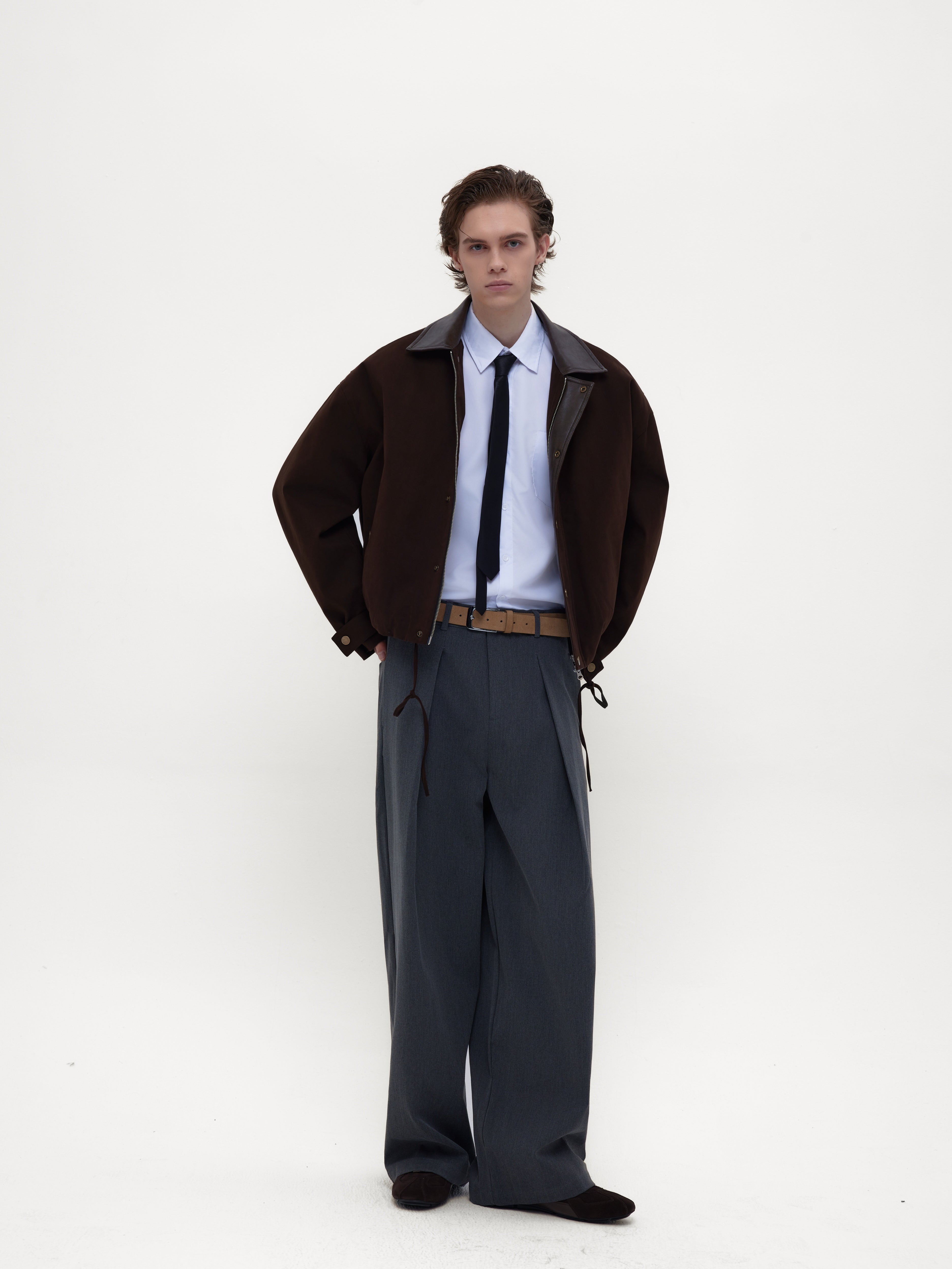 レザーカラーバーンコートジャケット　N6232