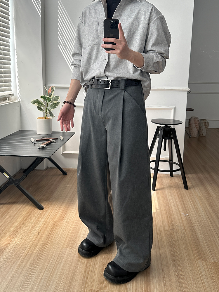 ダブルプリーツ Aライン ドレープスラックス　N6537