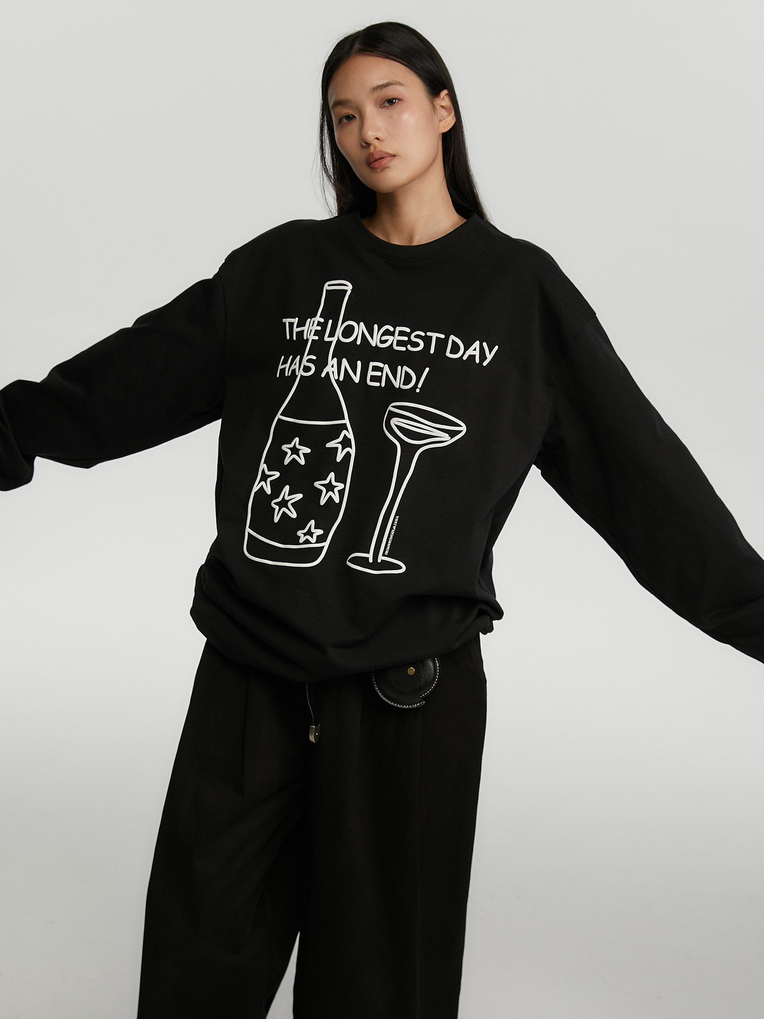 ハンドペイント ボトルグラフィック ロングT N6593