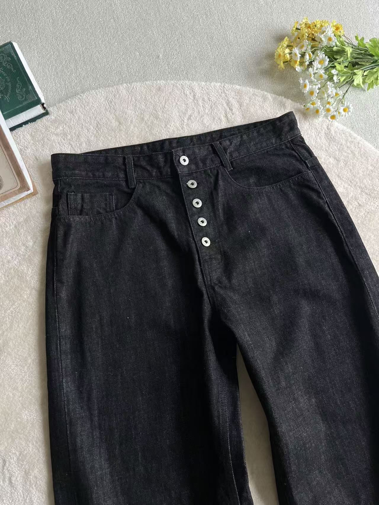 14.8ozトルコ産リジッド・ホースヘアパッチデニム　N6241