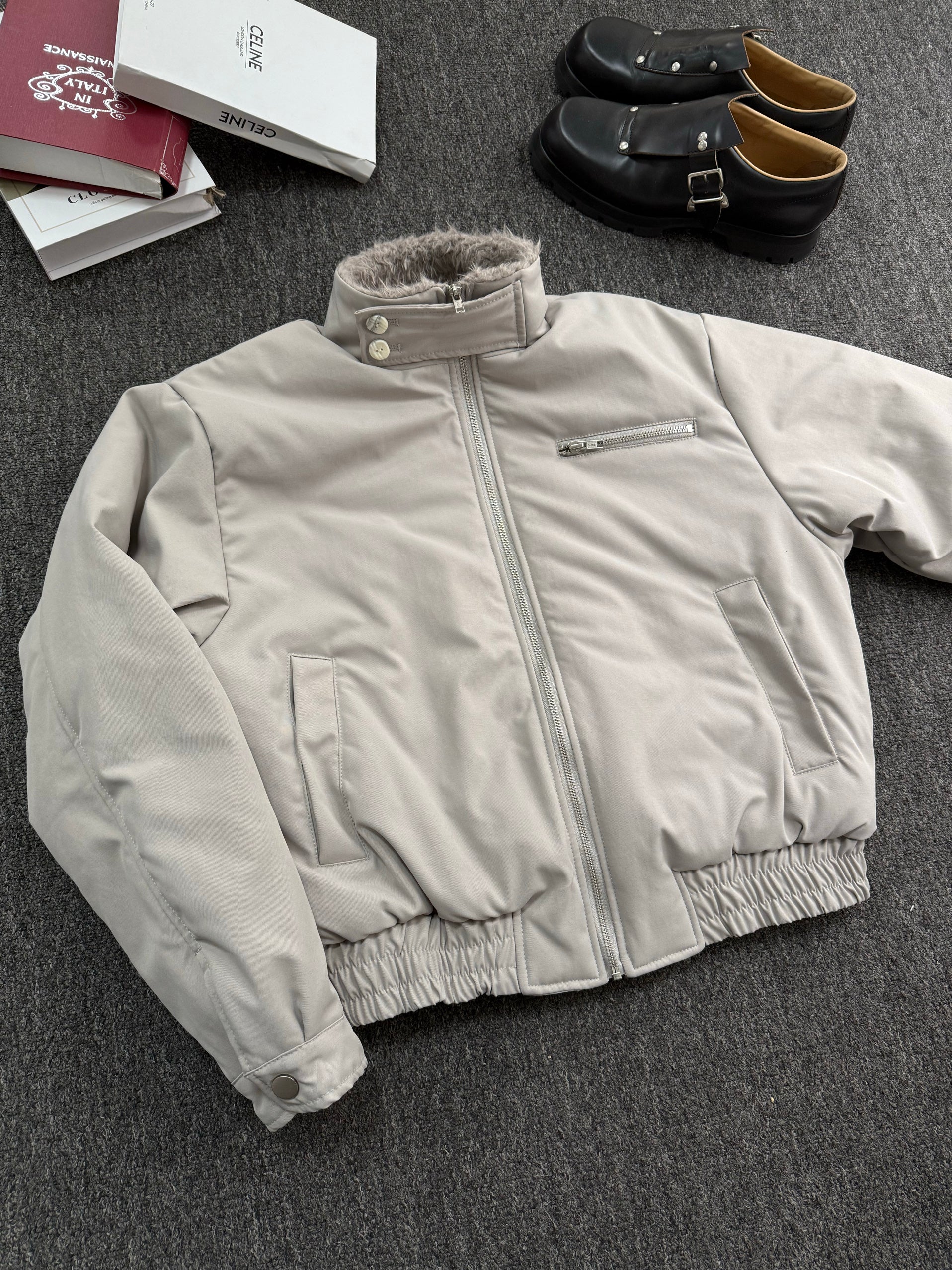 【3Mテック系中綿】ボアカラー・パデッドハリントンジャケット　N6235