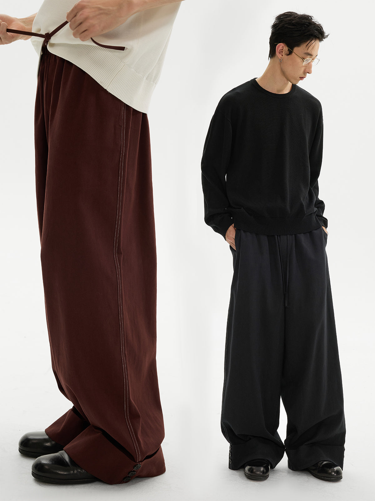 テンセルブレンド・ディープカフ・ワイドトラウザーズ　N6102