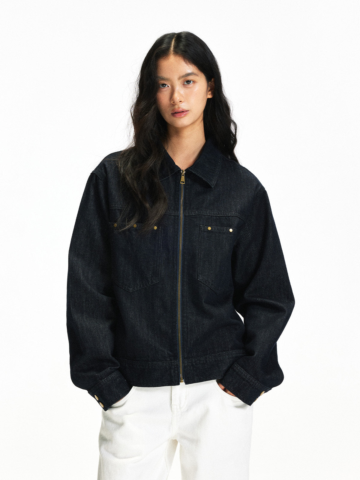 ショート丈 ブラックデニムジャケット N6644