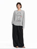 ラインアート・ドッグ グラフィック ロンT / Flower dog print T-shirt   N5607