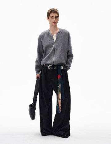 No-collar zip blouson N5681