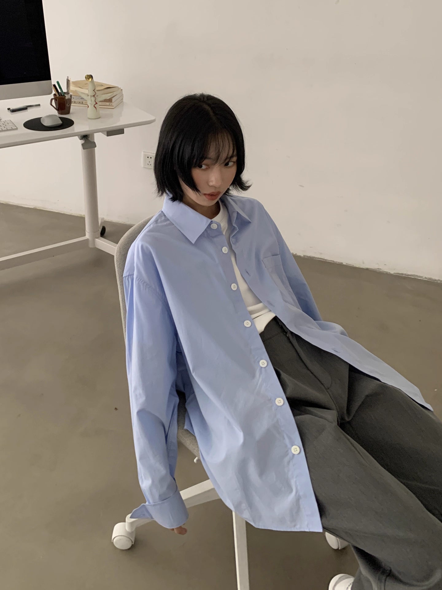 極上の肌触り。「とろみ」ビッグシャツ N5967