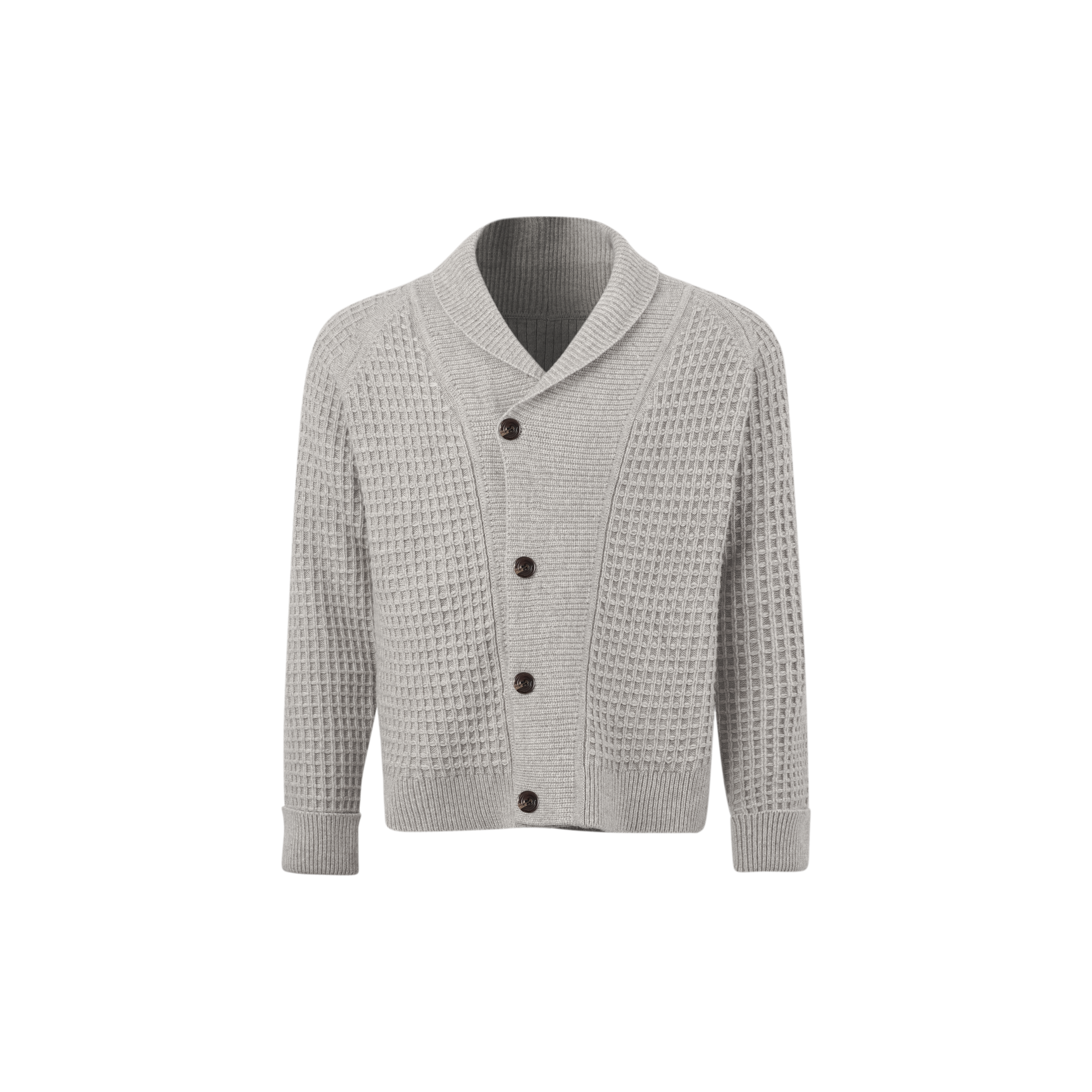 ショールカラーウール混 ワッフルカーディガン　N6352