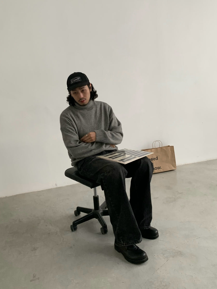 ウールブレンド・シャギーテクスチャー・タートルニット N6174