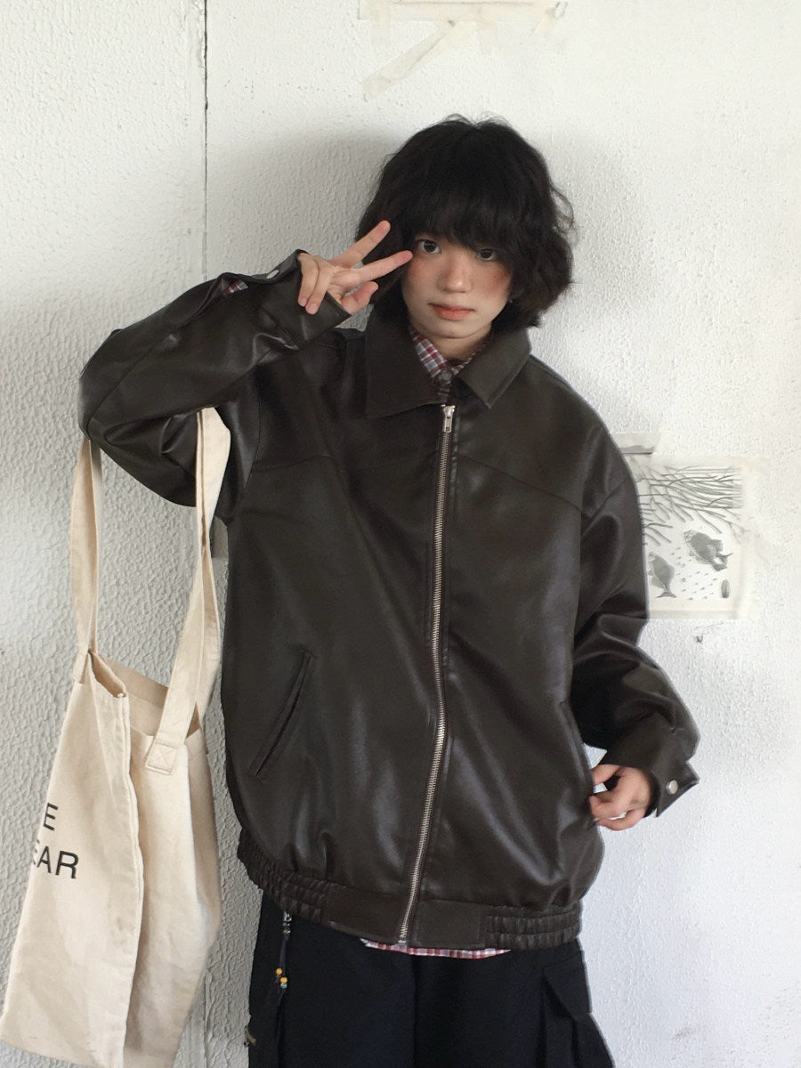 メラードブラウン PUレザー クリーンフィットジャケット　N6547
