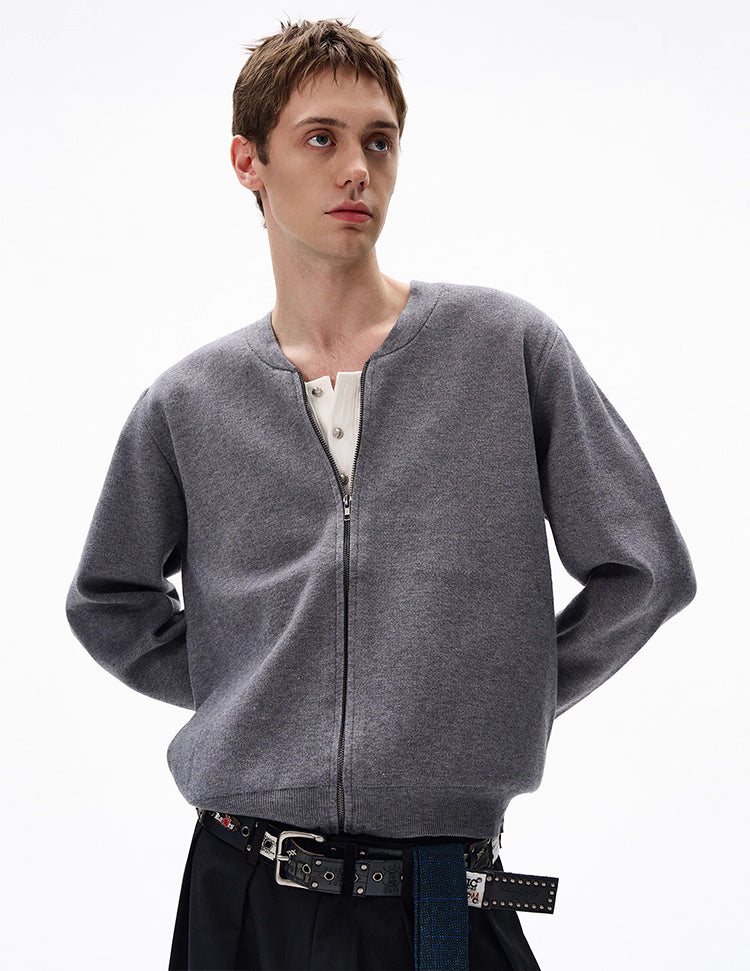 No-collar zip blouson N5681