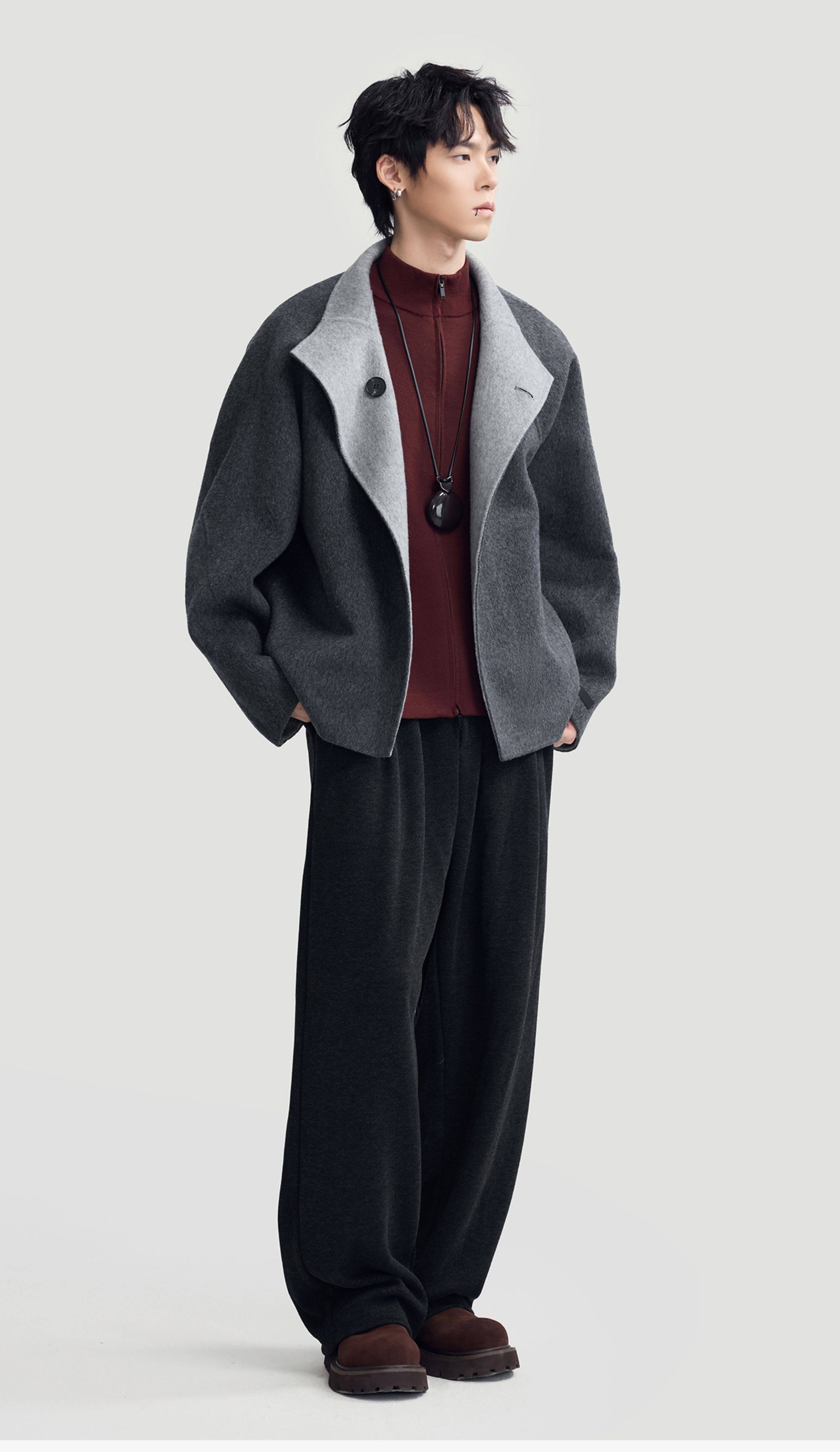 リバーシブル ダブルフェイス ウールコート N6476