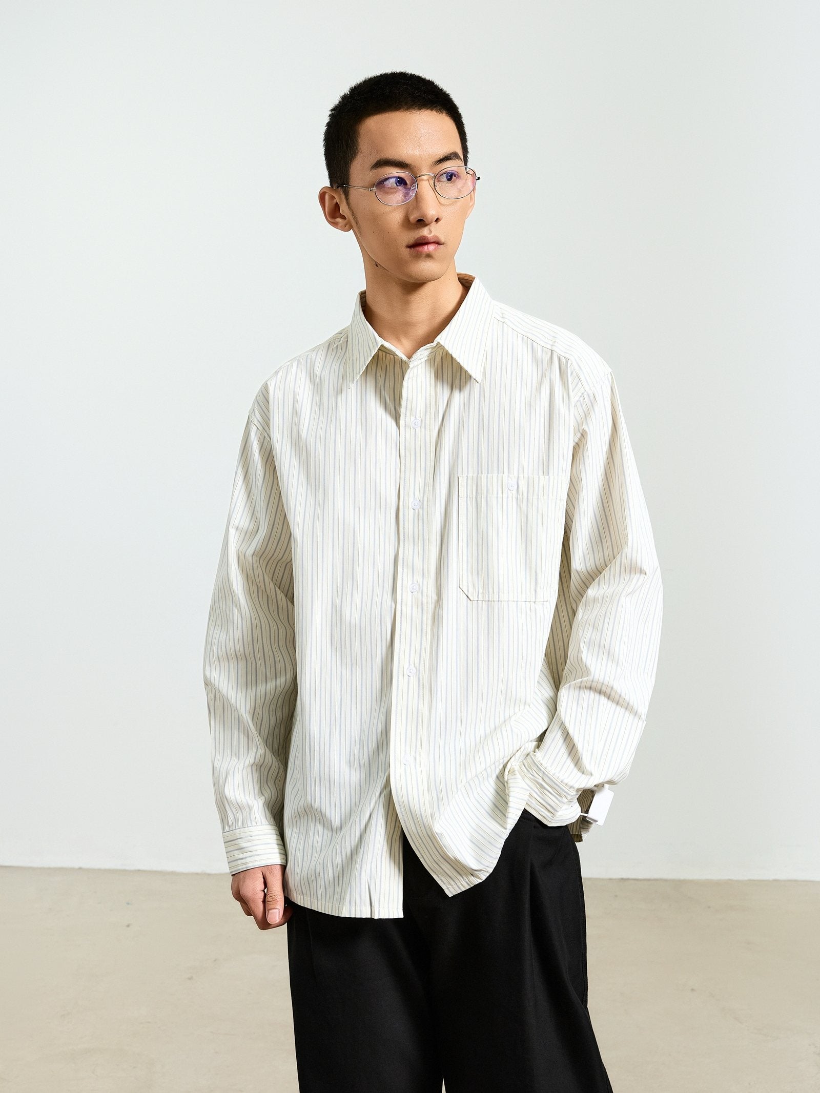 ミニマルストライプ レイヤードシャツ　N6772