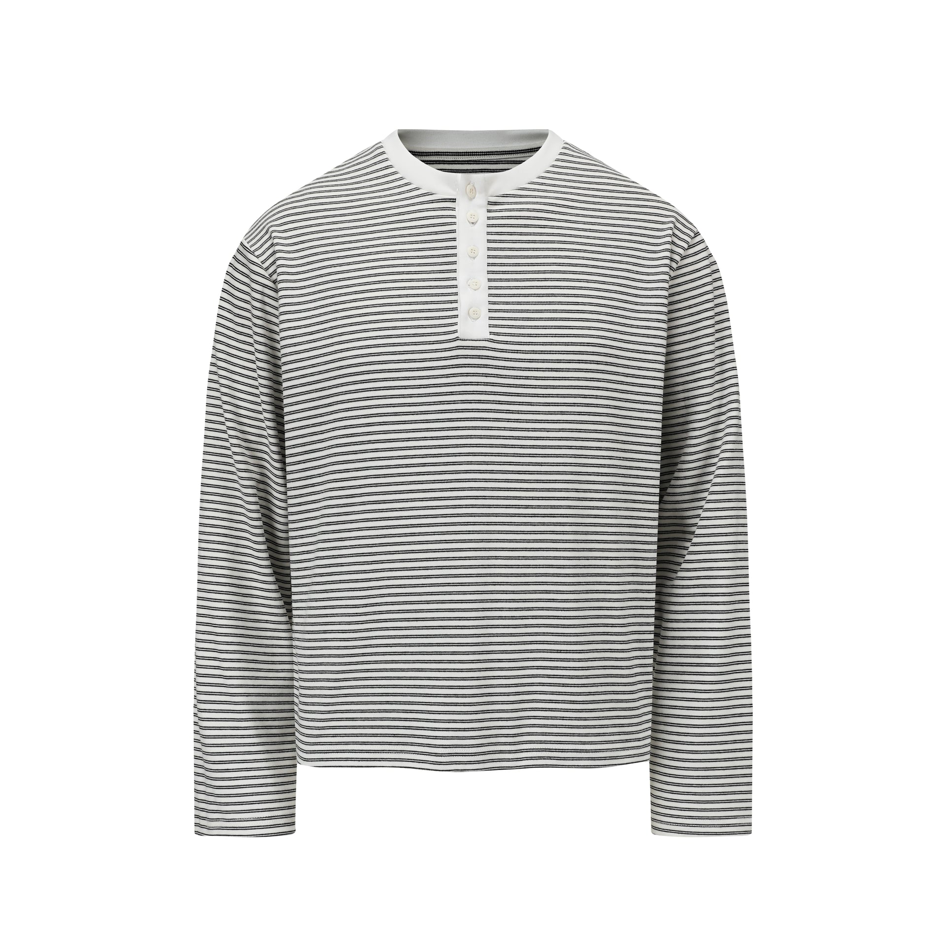 コントラストプラケット・ボーダーヘンリーネック N6056