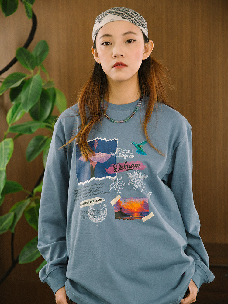 フローラドリーム アートプリント ロングスリーブT N6379