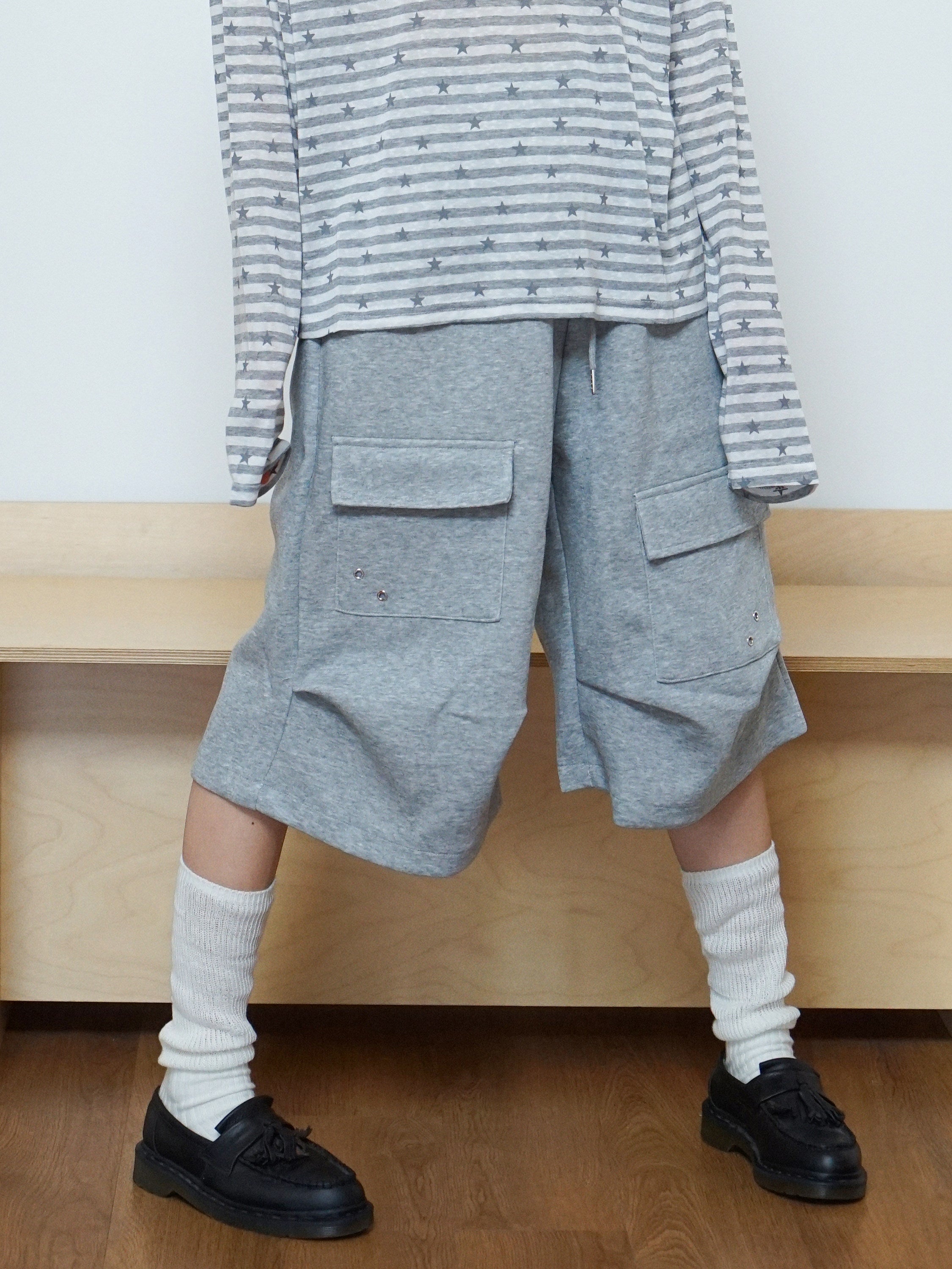 裾タックワイドカーゴクロップドパンツ  N6780