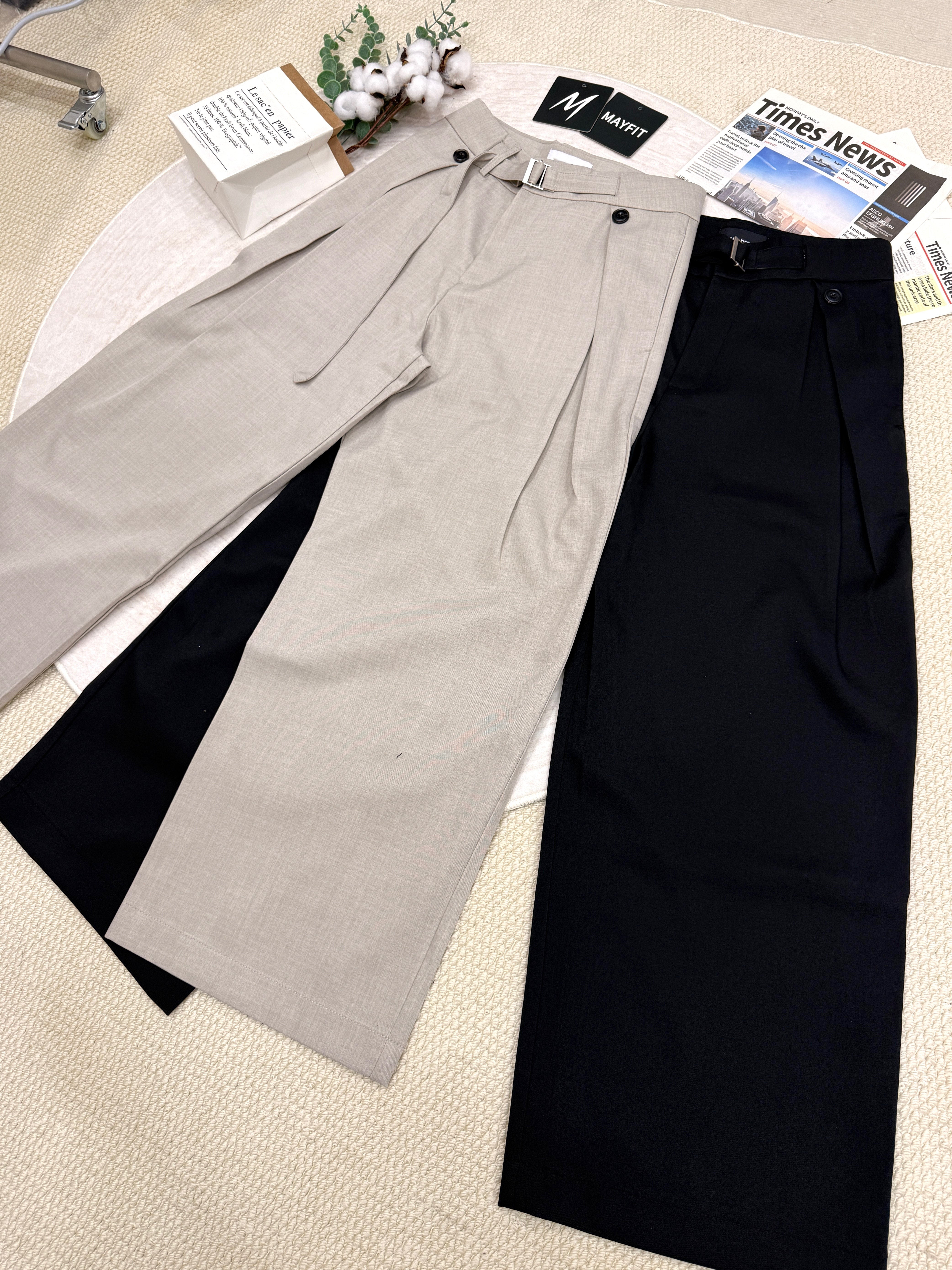ベルト付き Aライン ワイドスラックス オールシーズン　N6885