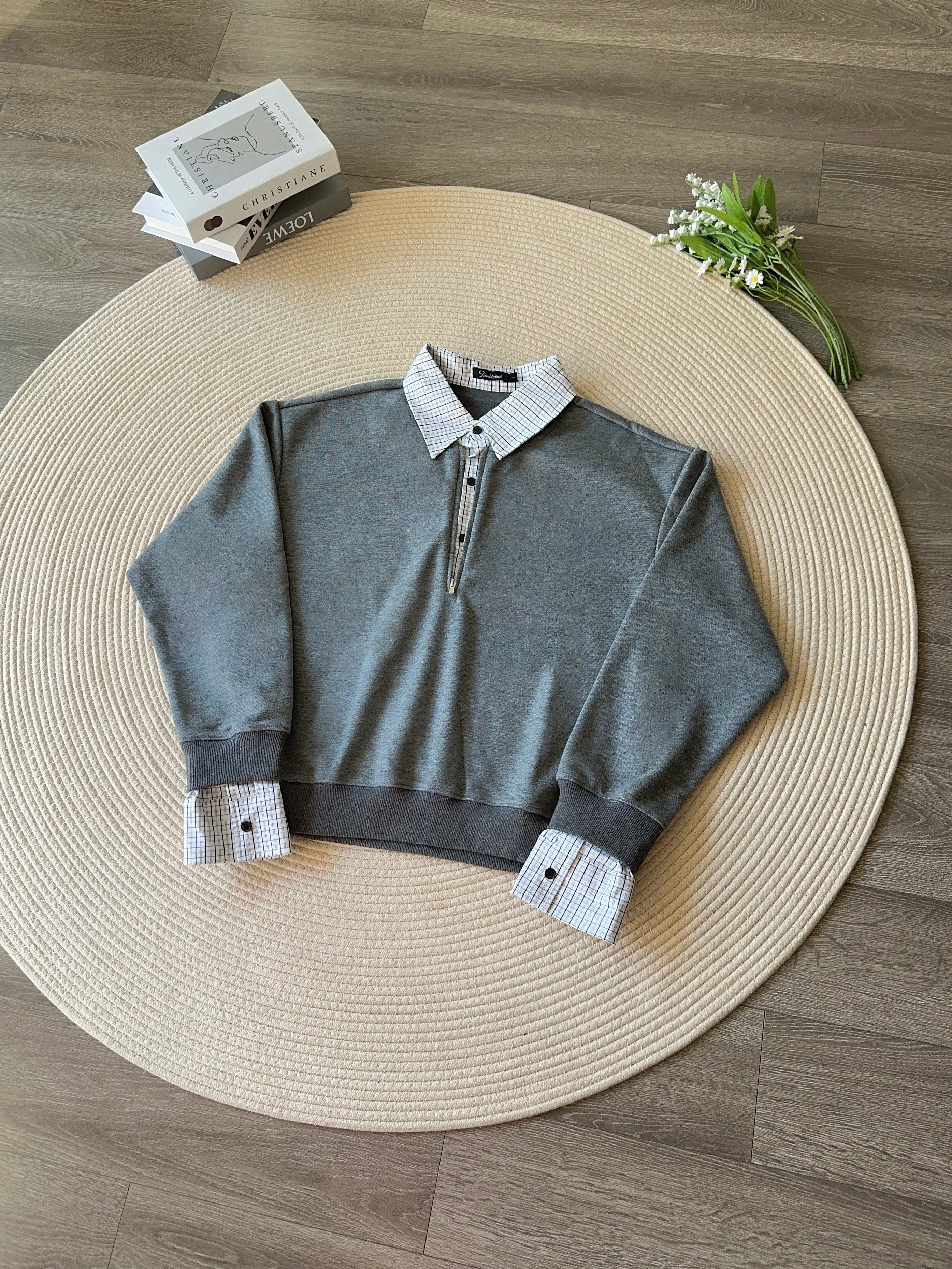 ウール混ハーフジップ ポロスウェット　N6515