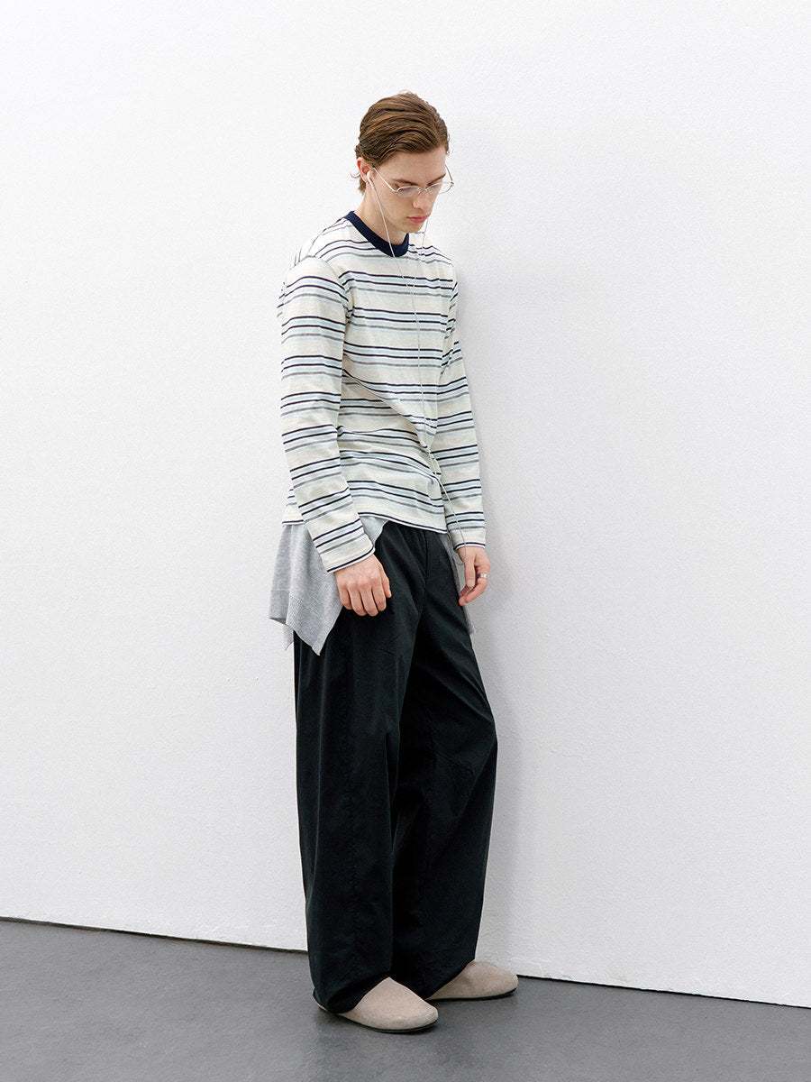 ライトウェイト ストライプ ルーズロングT　N6543