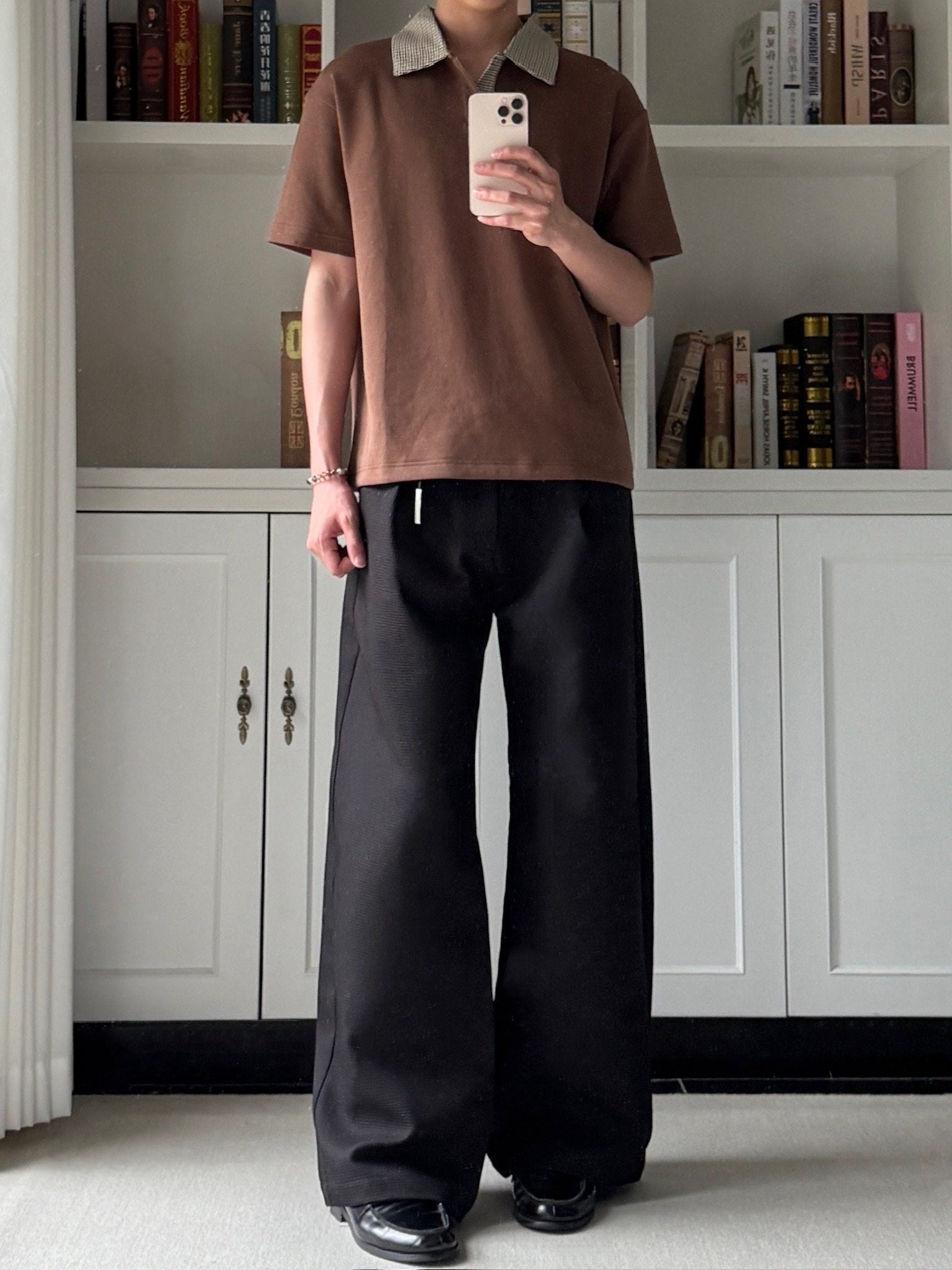 千鳥格子 切替 アイスタッチ ポロTシャツ　N6834