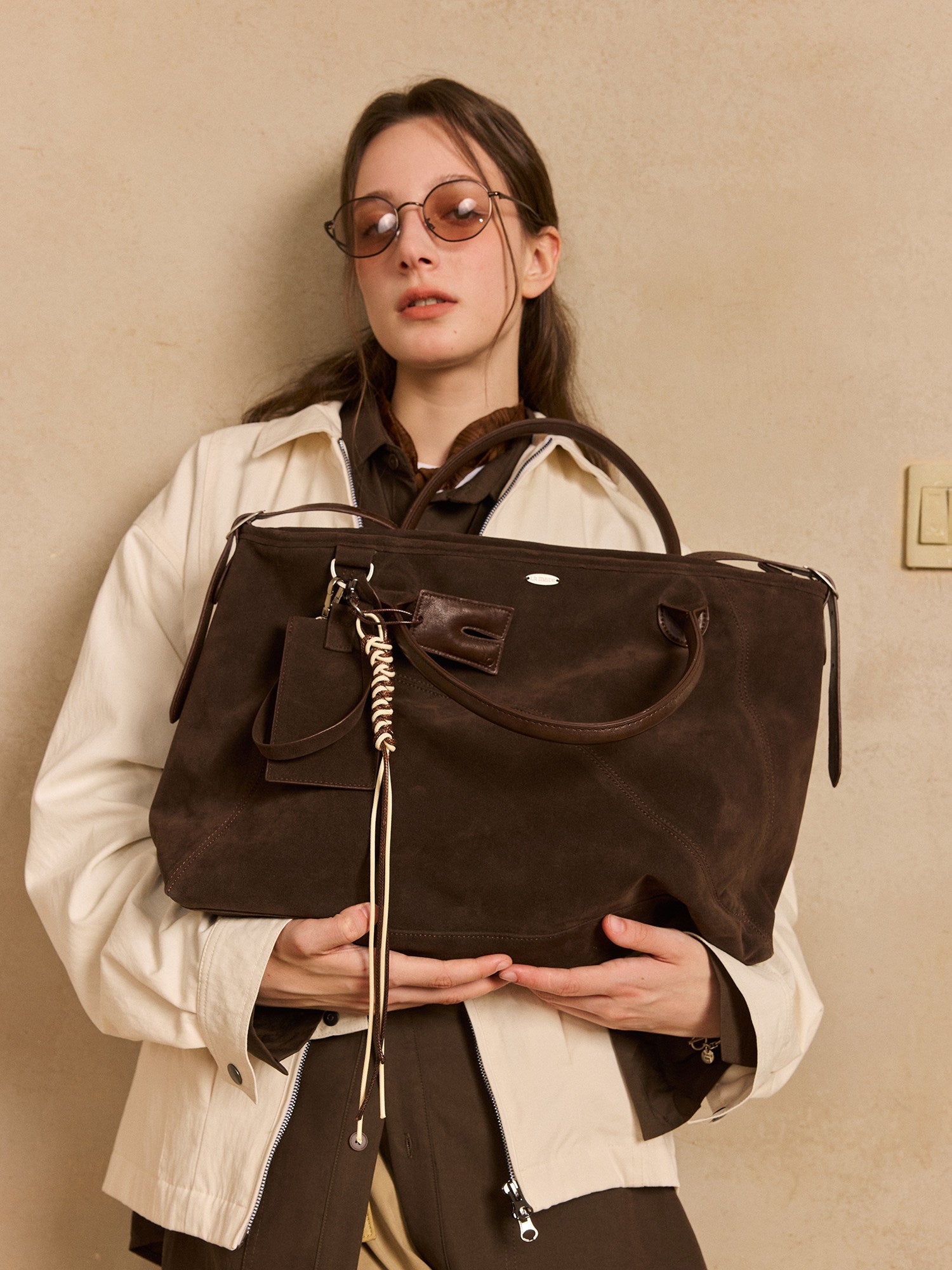 スエードタッチ レザー トラベルトートバッグ　N6458