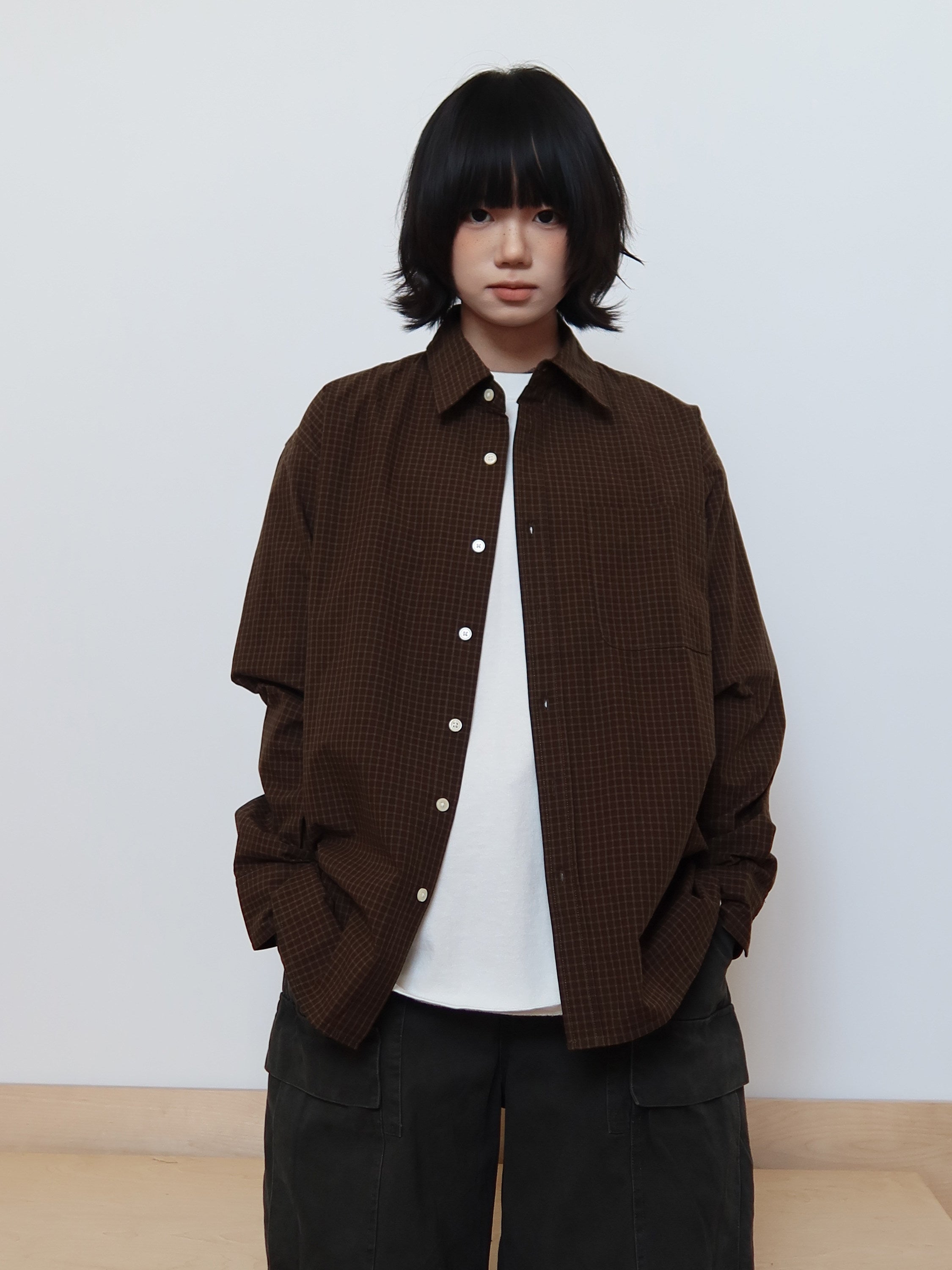 トラッド チェック柄 リラックスフィットシャツ N6447