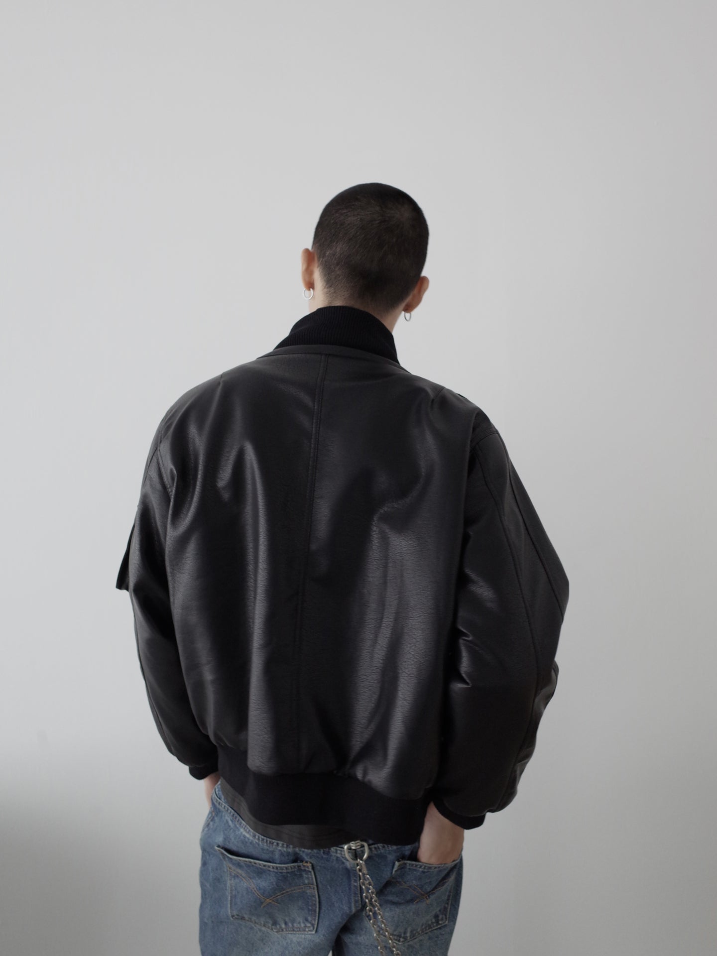 裏ボア仕様・PUレザー・スタンドカラージャケット N6142