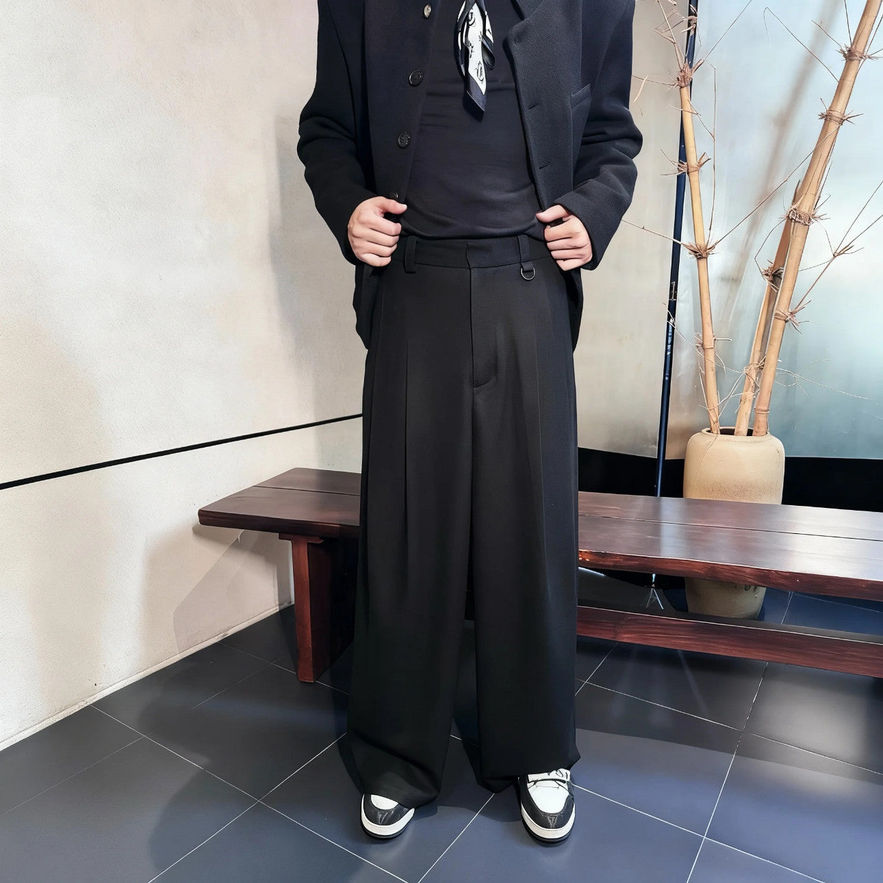 ウール×テンセル ラグジュアリードレープスラックス　N6558